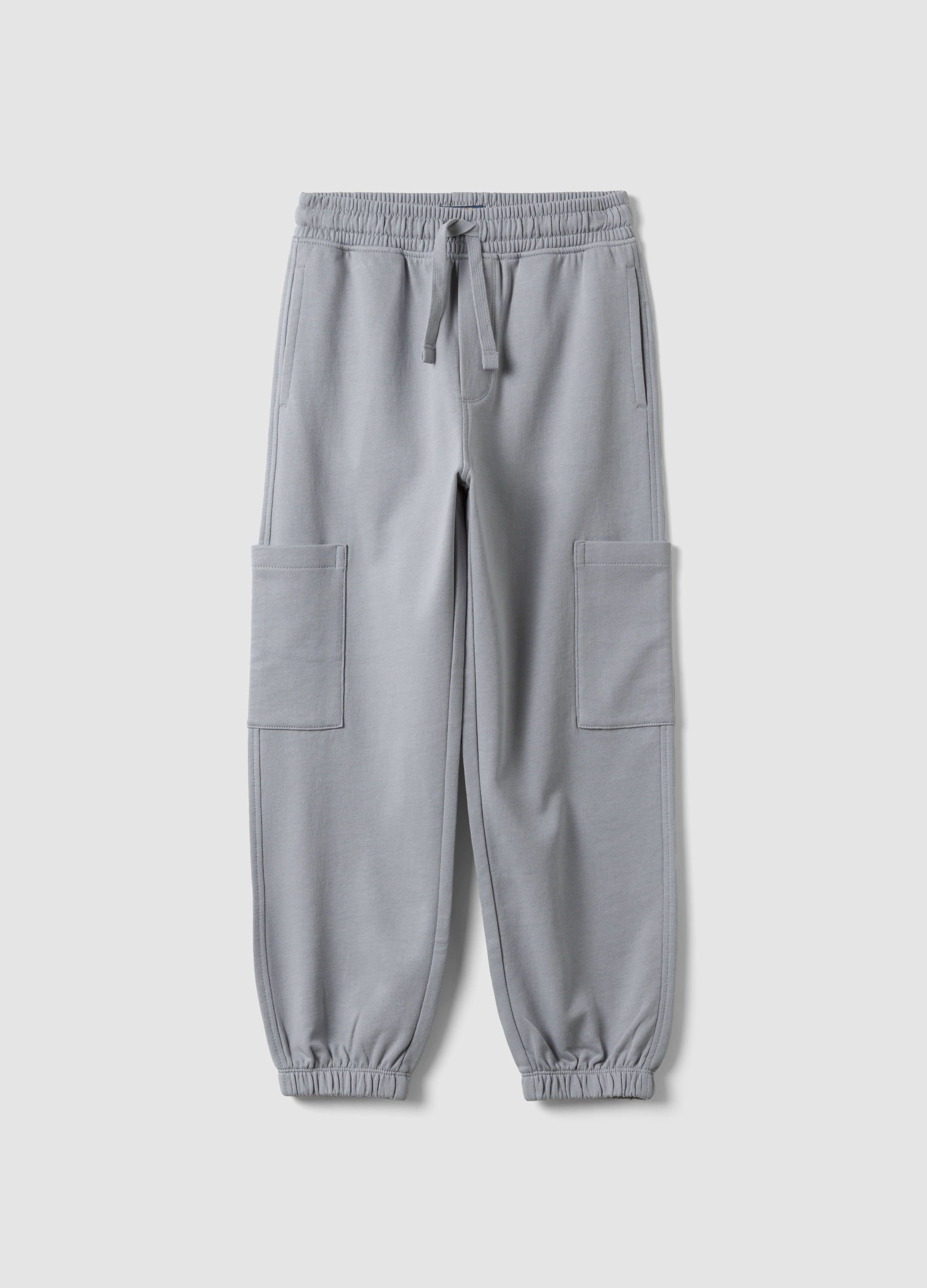 OVS KIDS, Pantaloni Jogger Grigi In Puro Cotone Organico Con Tasche Cargo Per Bambino, Grigio, Taglia: 9-10