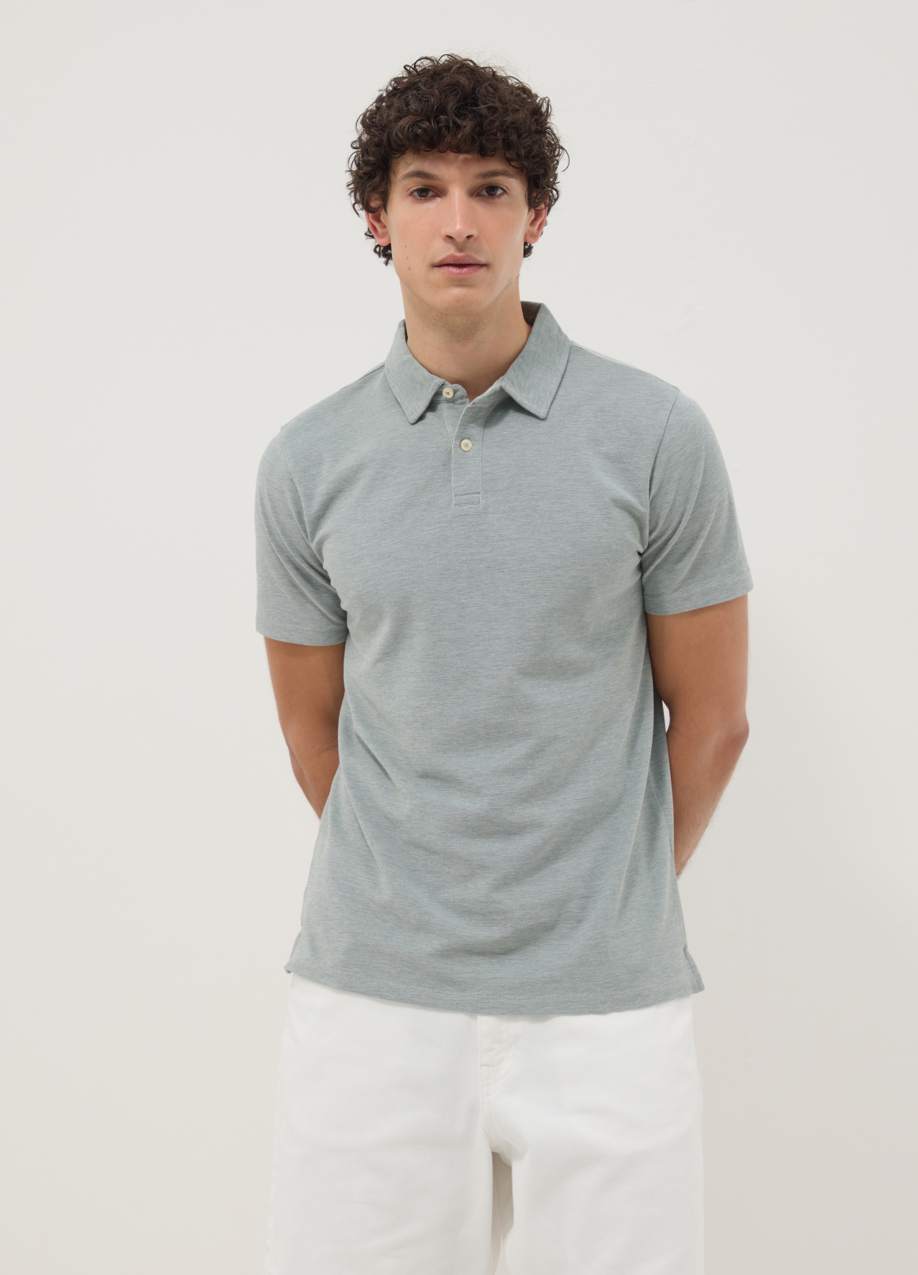 Polo Grigia A Maniche Corte In Puro Cotone, Hombre, Gris, Talla: L