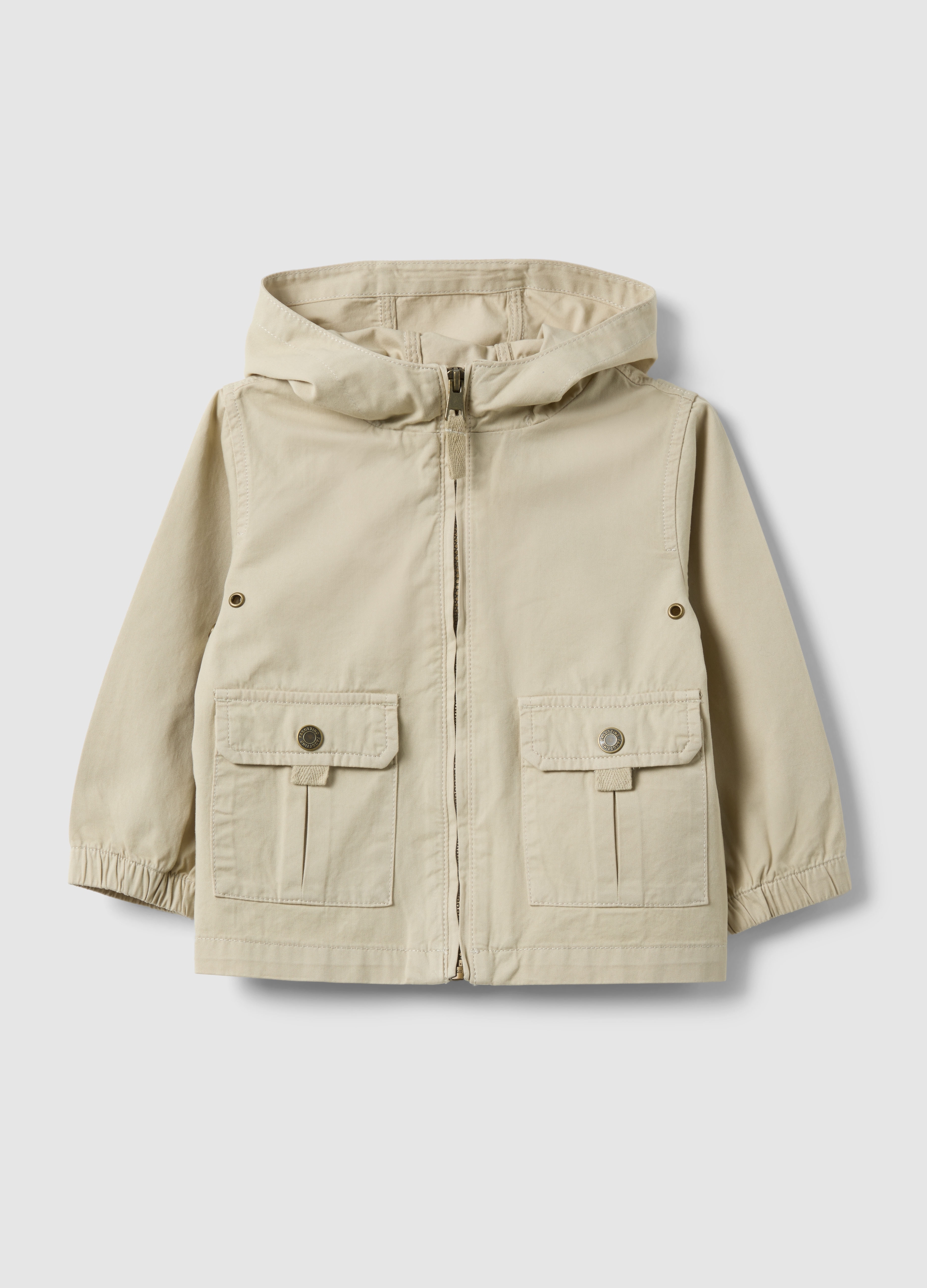 FAGOTTINO, Chaqueta Beige De Algodón Puro Para Niños Con Capucha Y Bolsillos Delanteros, Niño, Beige Jaspeado, Talla: 24-30