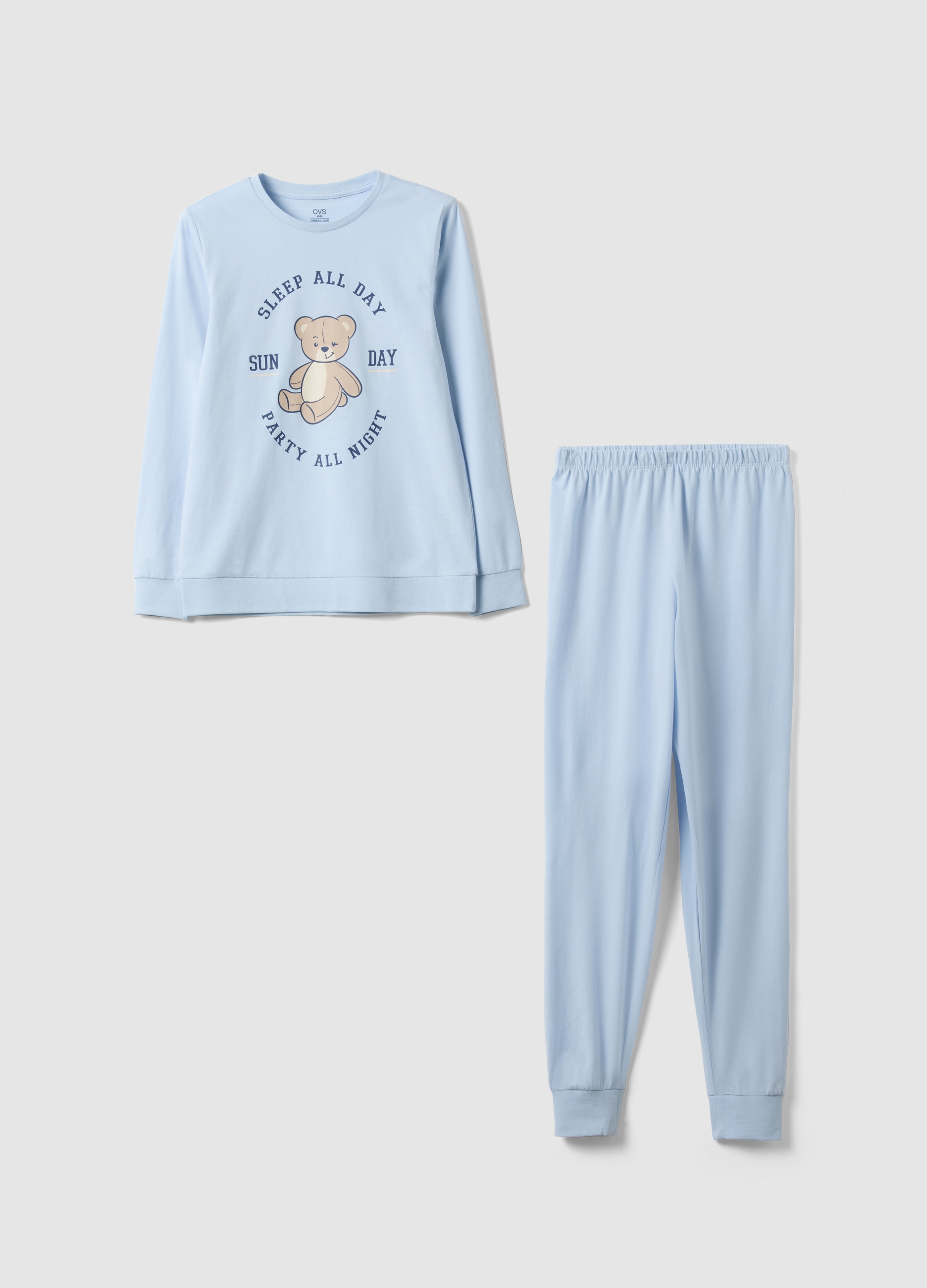 OVS KIDS, Pijama Azul De Algodón Orgánico, Niña, Azul Claro, Talla: 12-13