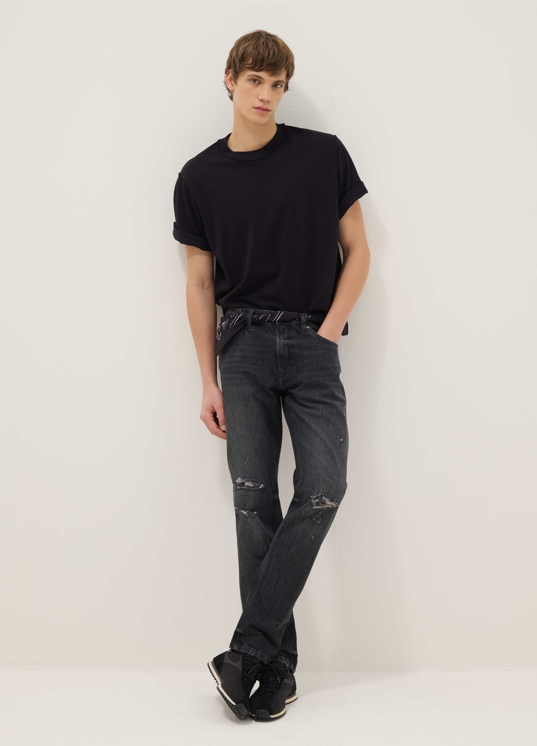 B.Angel, Schwarze Slim Fit Jeans Aus Reiner Baumwolle Mit Distressed-effekt, Mann, Nero, Größe, 44