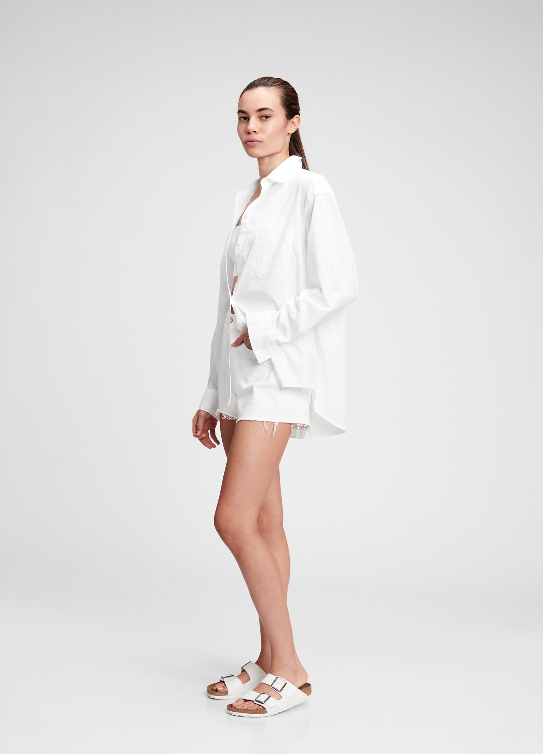 GAP, Camicia Oversize In Cotone, Donna, Bianco, Taglia: XS