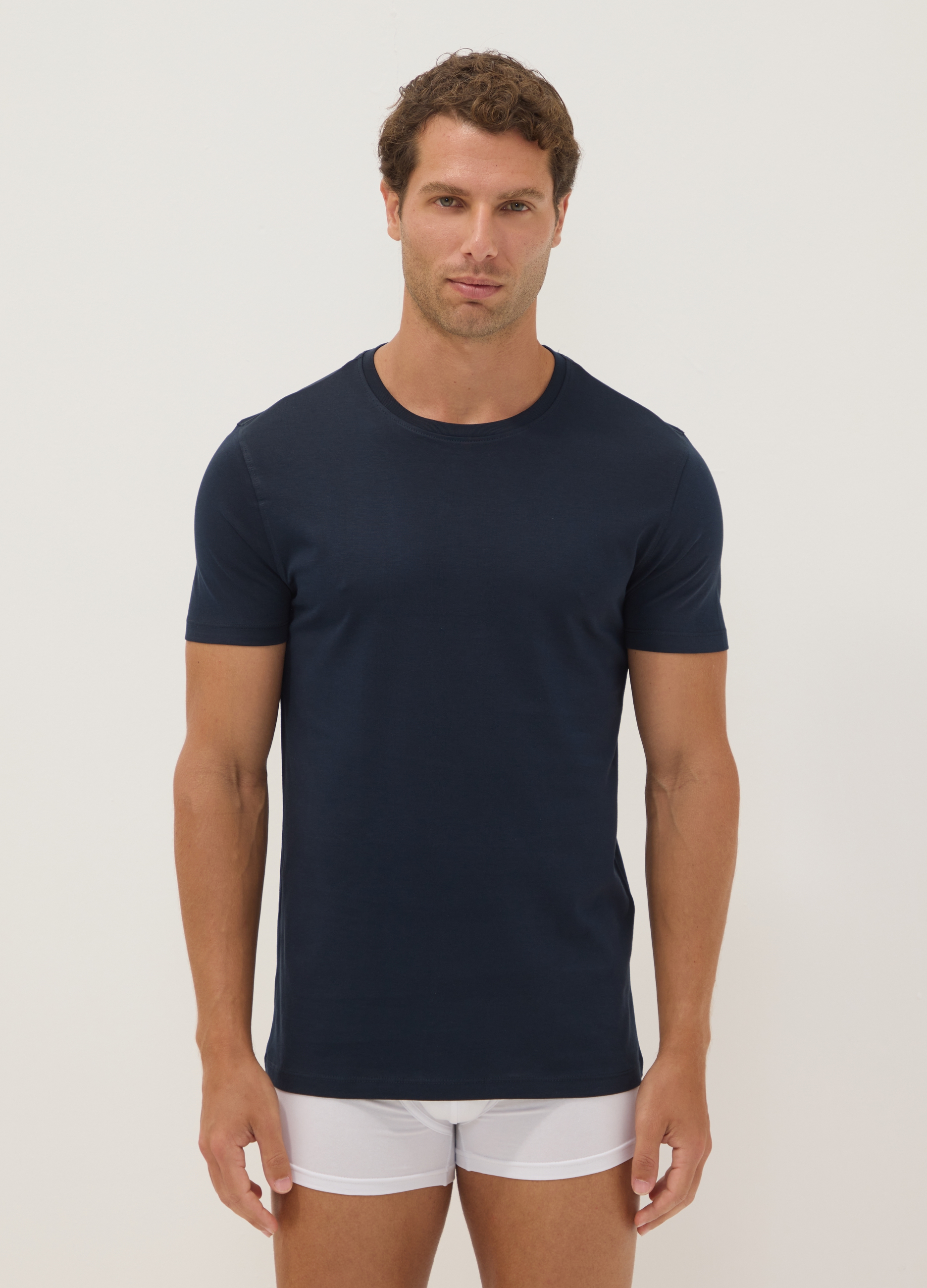 OVS, T-shirt Girocollo Blu In Puro Cotone Supima Regular Fit, Uomo, Blu, Taglia: XXL