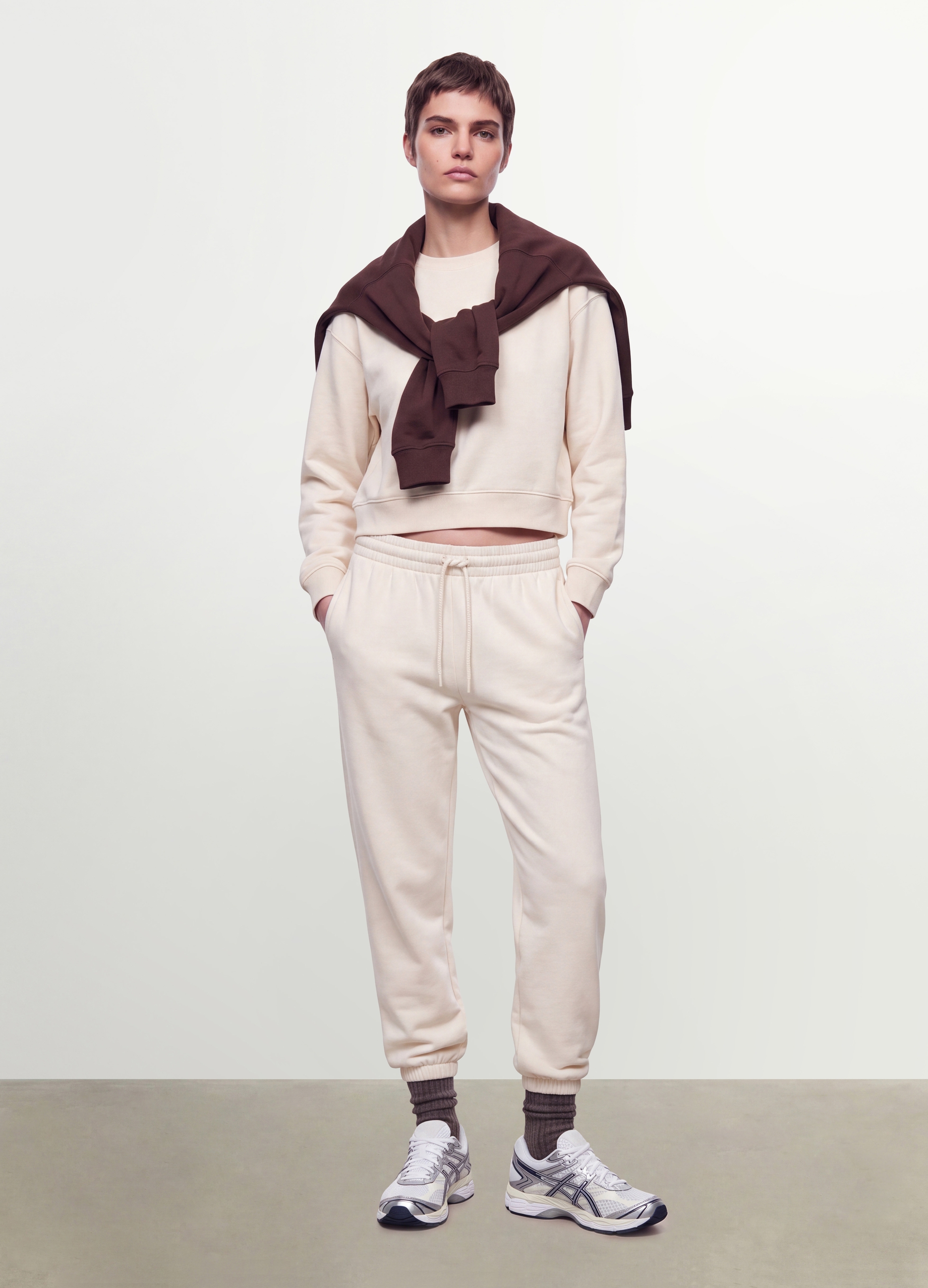 OVS, Pantaloni Jogger Bianco In Misto Cotone Con Vita Elasticizzata Regular Fit, Donna, Bianco, Taglia: L