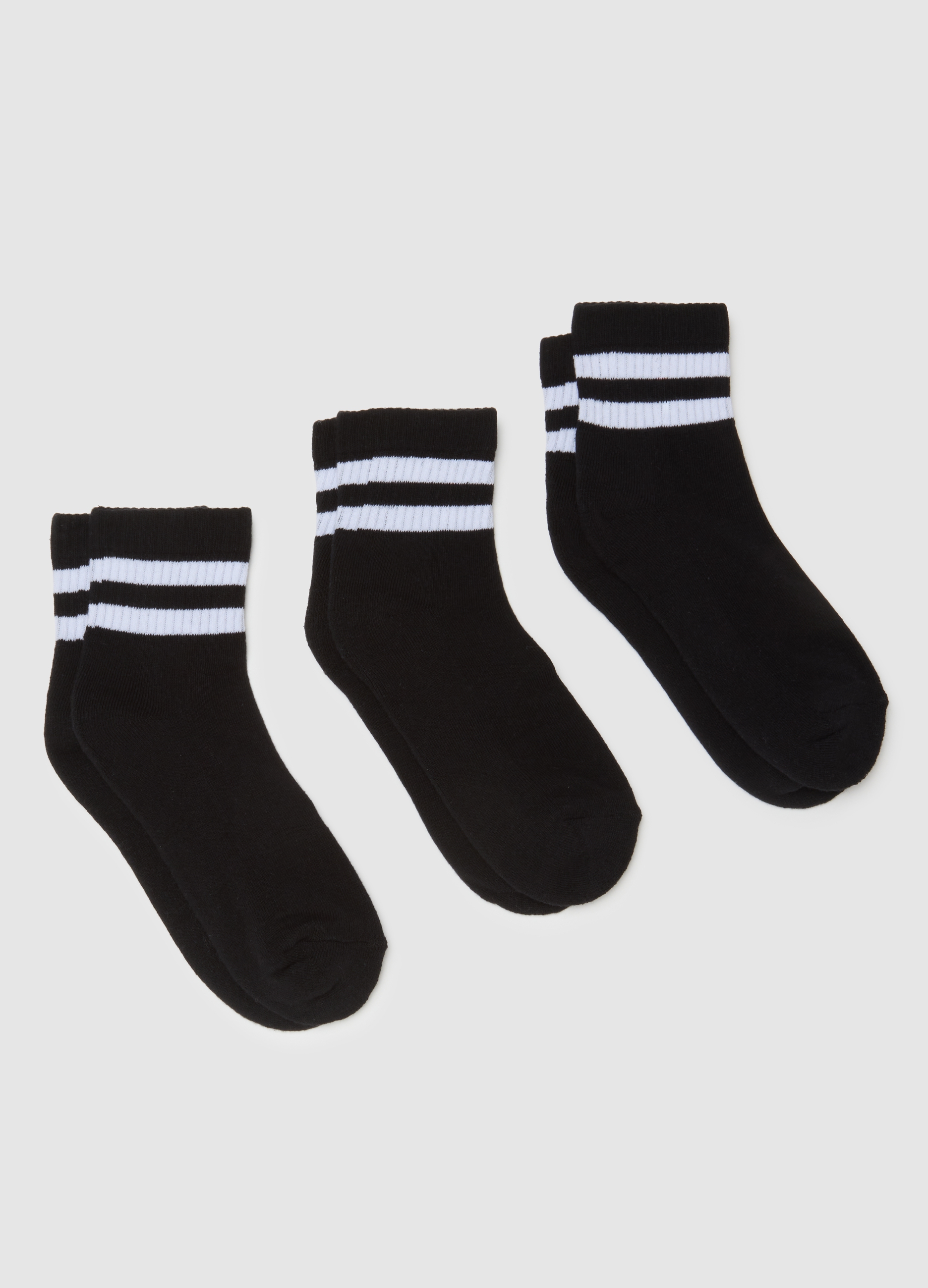 Tripack De Calcetines Multicolor De Mezcla De Algodón, Hombre, Negro/Blanco, Talla: 43/46