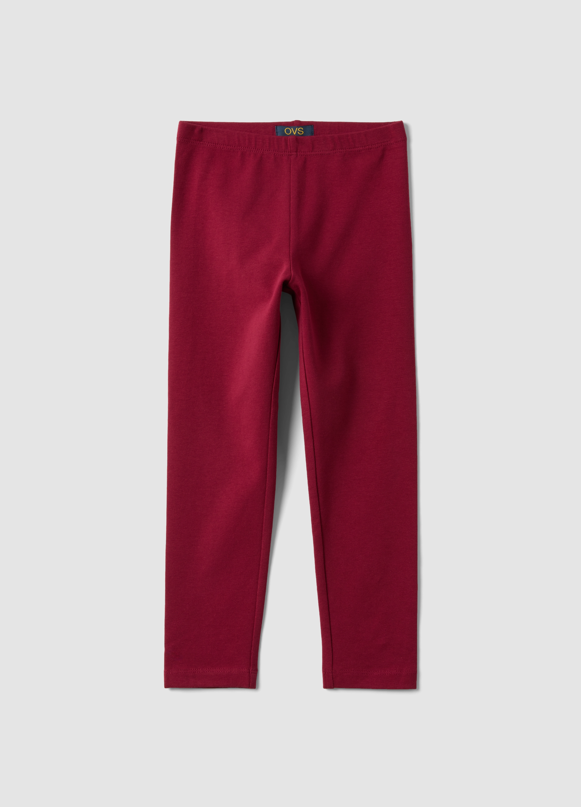 OVS KIDS, Leggings Rossi In Cotone Organico Elasticizzato Skinny Per Bambina, Rosso, Taglia: 7-8
