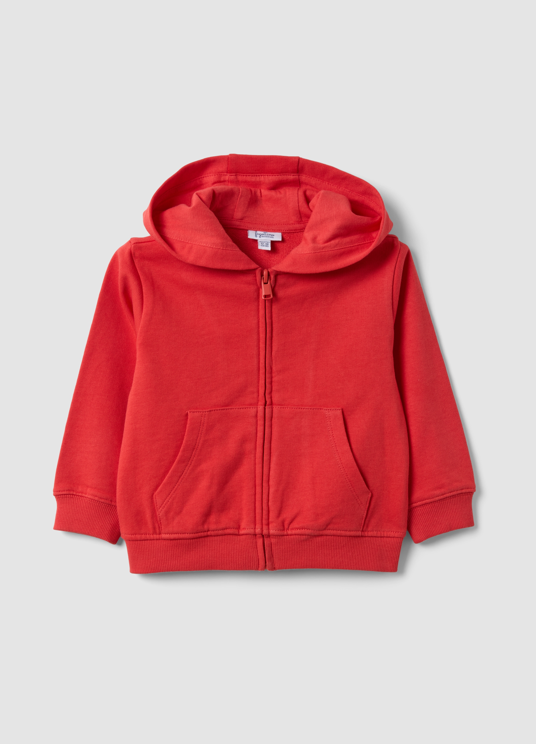 FAGOTTINO, Felpa Rossa Con Cappuccio In Puro Cotone Organico Regular Fit Per Bimbo, Bambino, Rosso, Taglia: 12-18