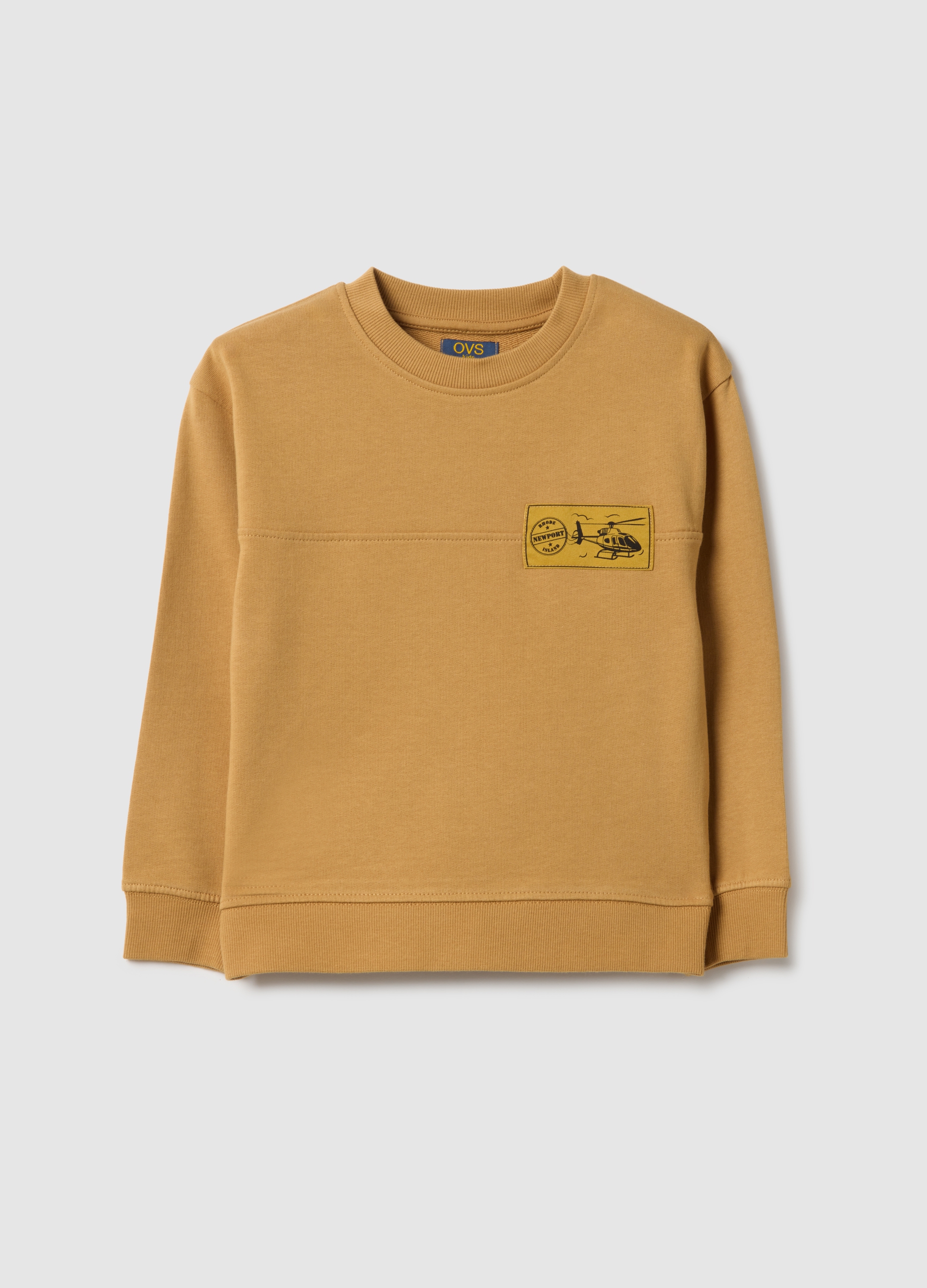 OVS KIDS, Sudadera Marrón De Algodón Con Cuello Redondo Para Niños En Ajuste Holgado, Niño, Marrón tabaco claro, Talla: 8-9