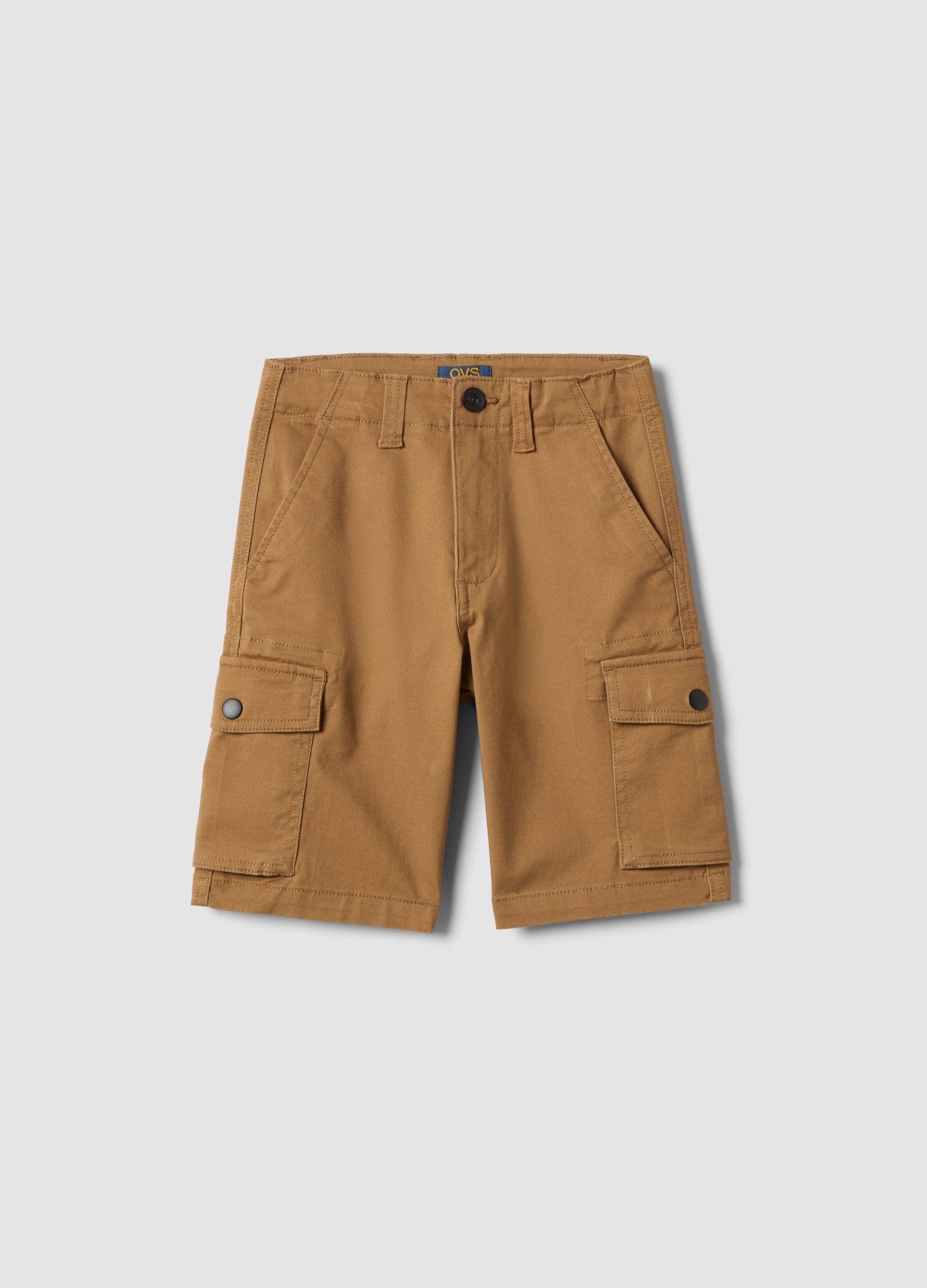 OVS KIDS, Shorts Cargo In Cotone Elasticizzato Marrone Da Bambino Oversize Fit, Marrone, Taglia: 5-6
