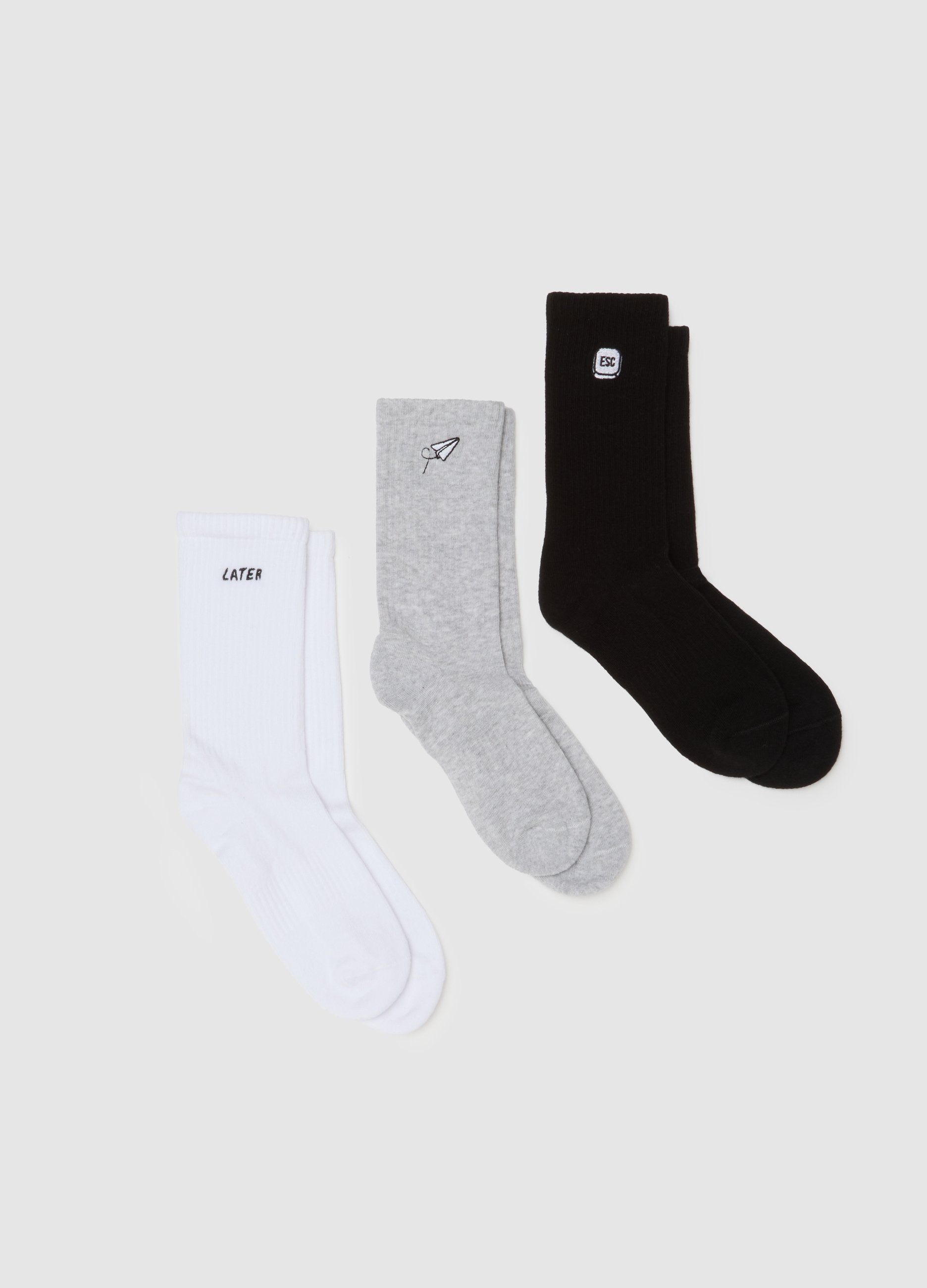 B.ANGEL, Tripack Calze Multicolor In Misto Cotone, Hombre, Negro/Blanco, Talla: FASUL