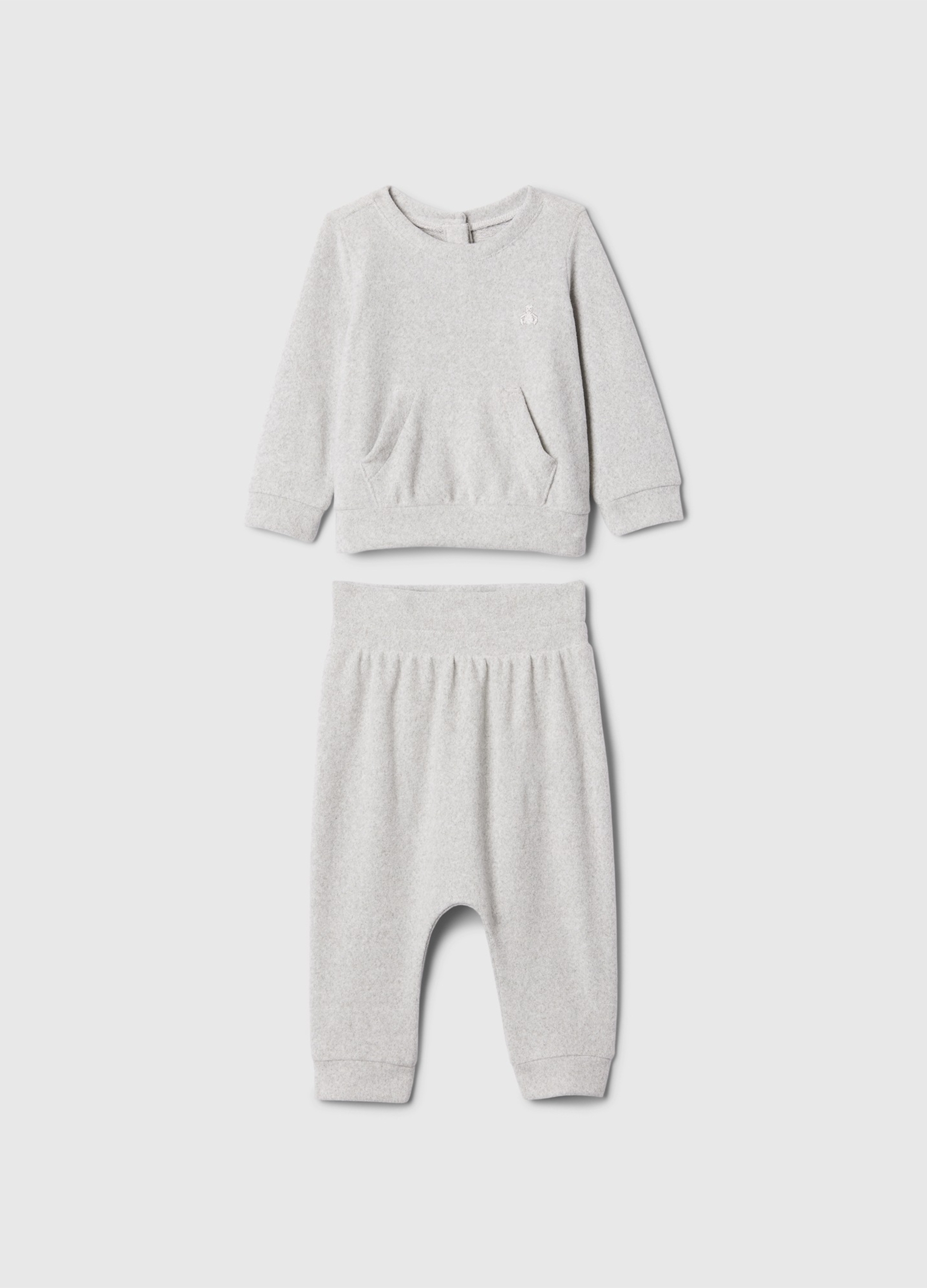 GAP KIDS, Set Top E Pantaloni Con Ricamo Orsetto, Unisex, Grigio, Taglia: 12-18M/74-79