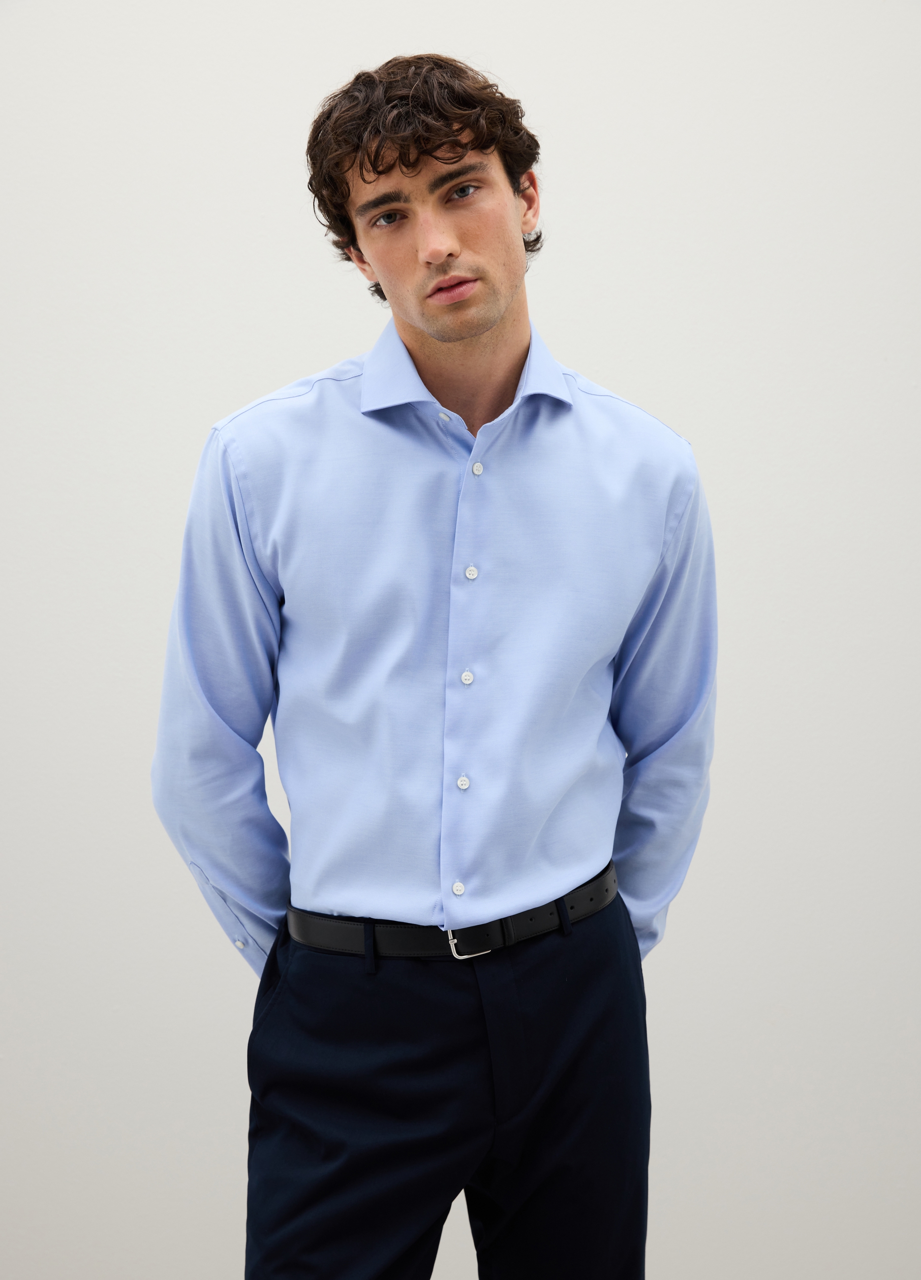OVS, Camisa Azul De Algodón Puro Regular Fit, Hombre, Azul suave, Talla: 45