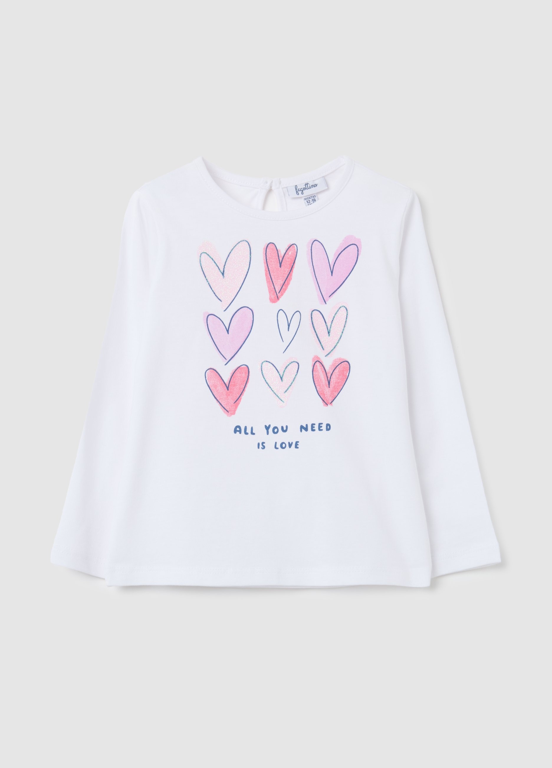 Camiseta De Niña En Algodón Puro Blanca Regular Fit Con Estampado, Niña, Blanco óptico, Talla: 12-18