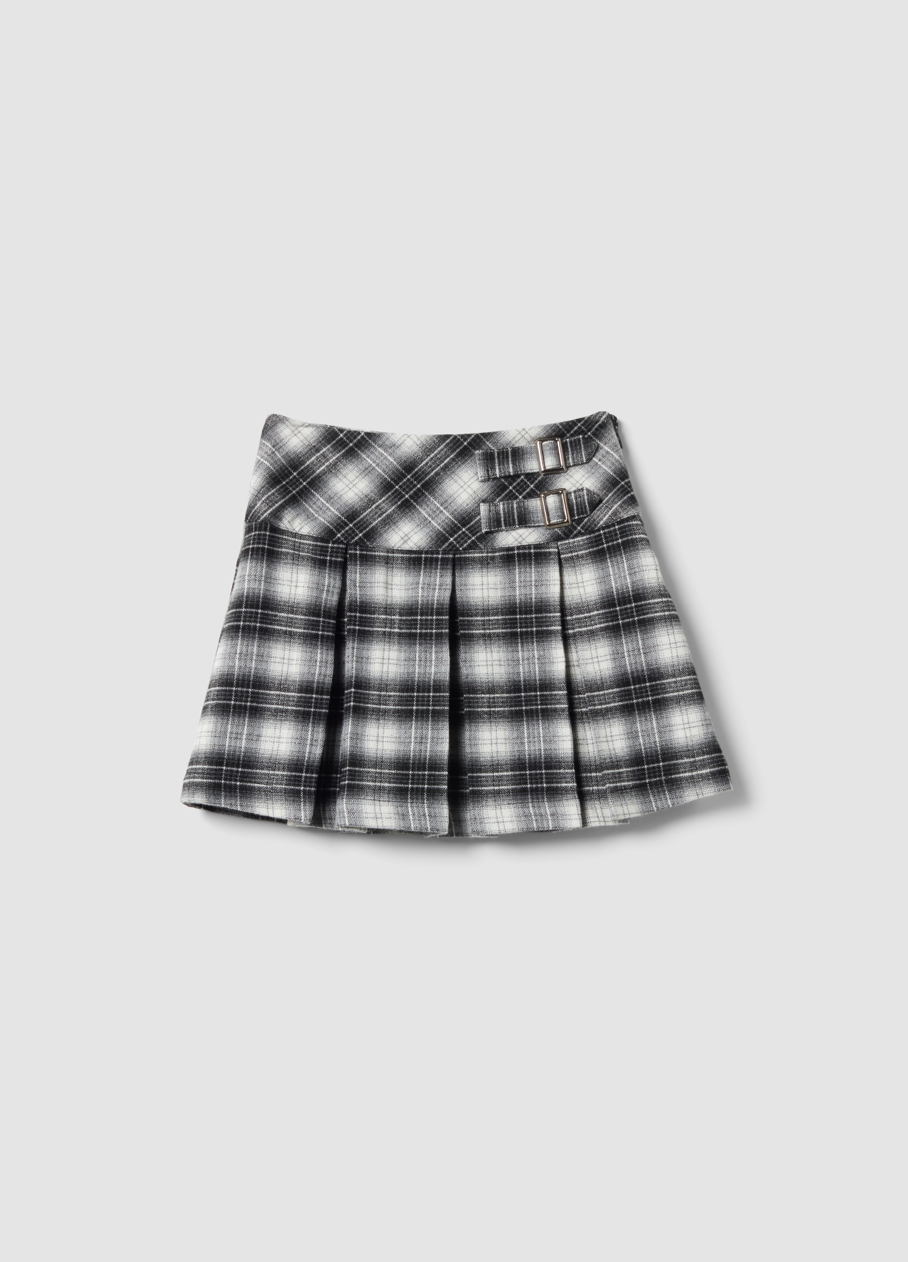 OVS KIDS, Gonna Nera A Quadri In Viscosa Elasticizzata Con Doppia Fibbia, Bambina, Nero, Taglia: 9-10