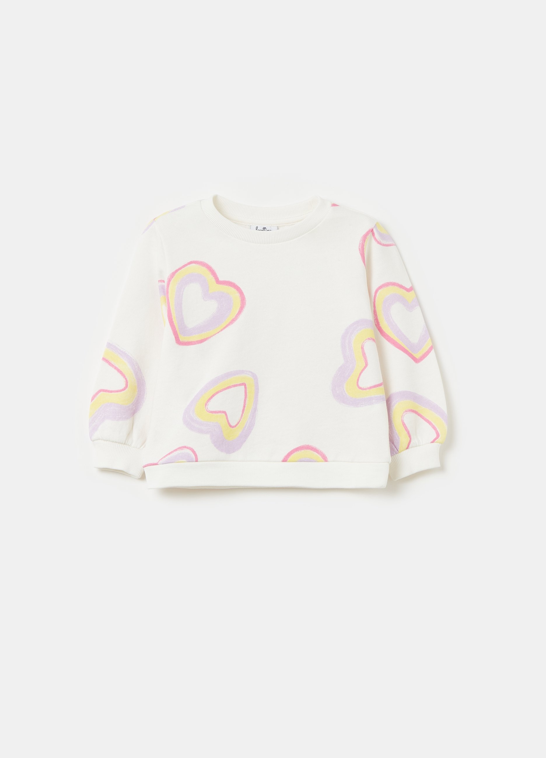 FAGOTTINO, Felpa In French Terry Con Stampa, Bambina, Bianco, Taglia: 9-12