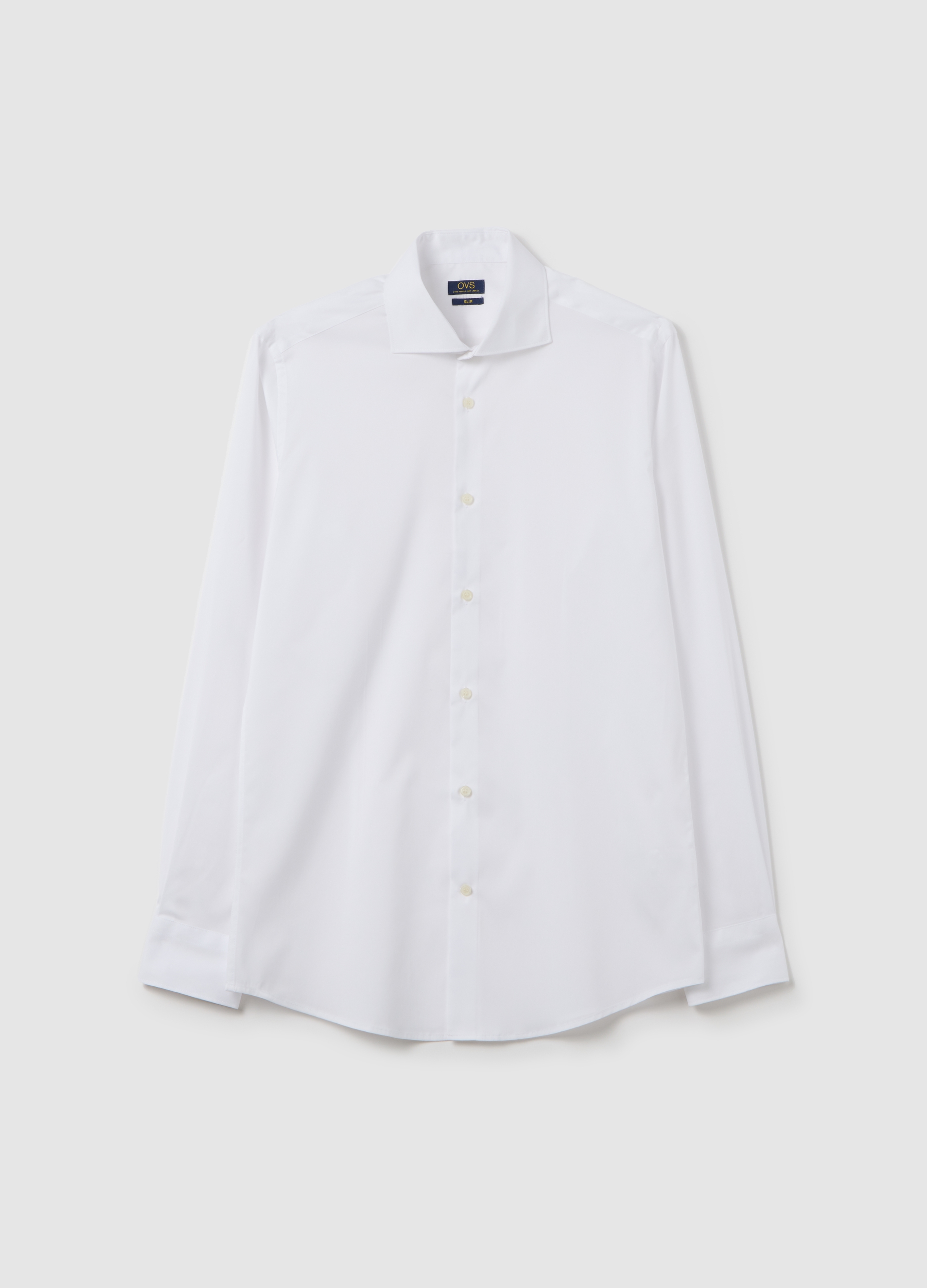 OVS, Camisa Blanca Slim Con Cuello Francés Y Botones, Hombre, Blanco óptico, Talla: 38