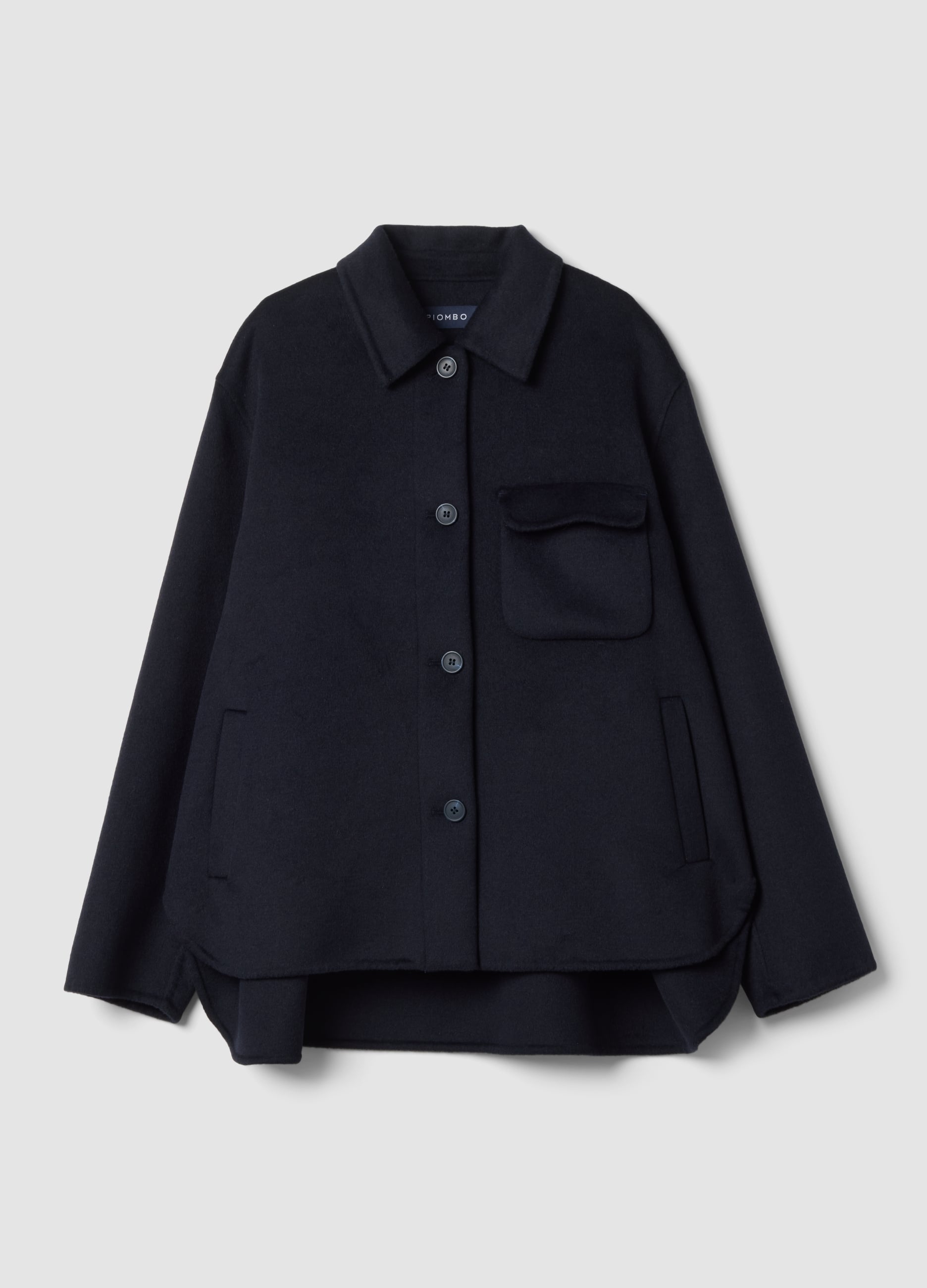 Piombo Contemporary, Cappotto Blu In Misto Lana E Viscosa Con Bottoni Over Fit, Donna, Blu, Taglia: XS