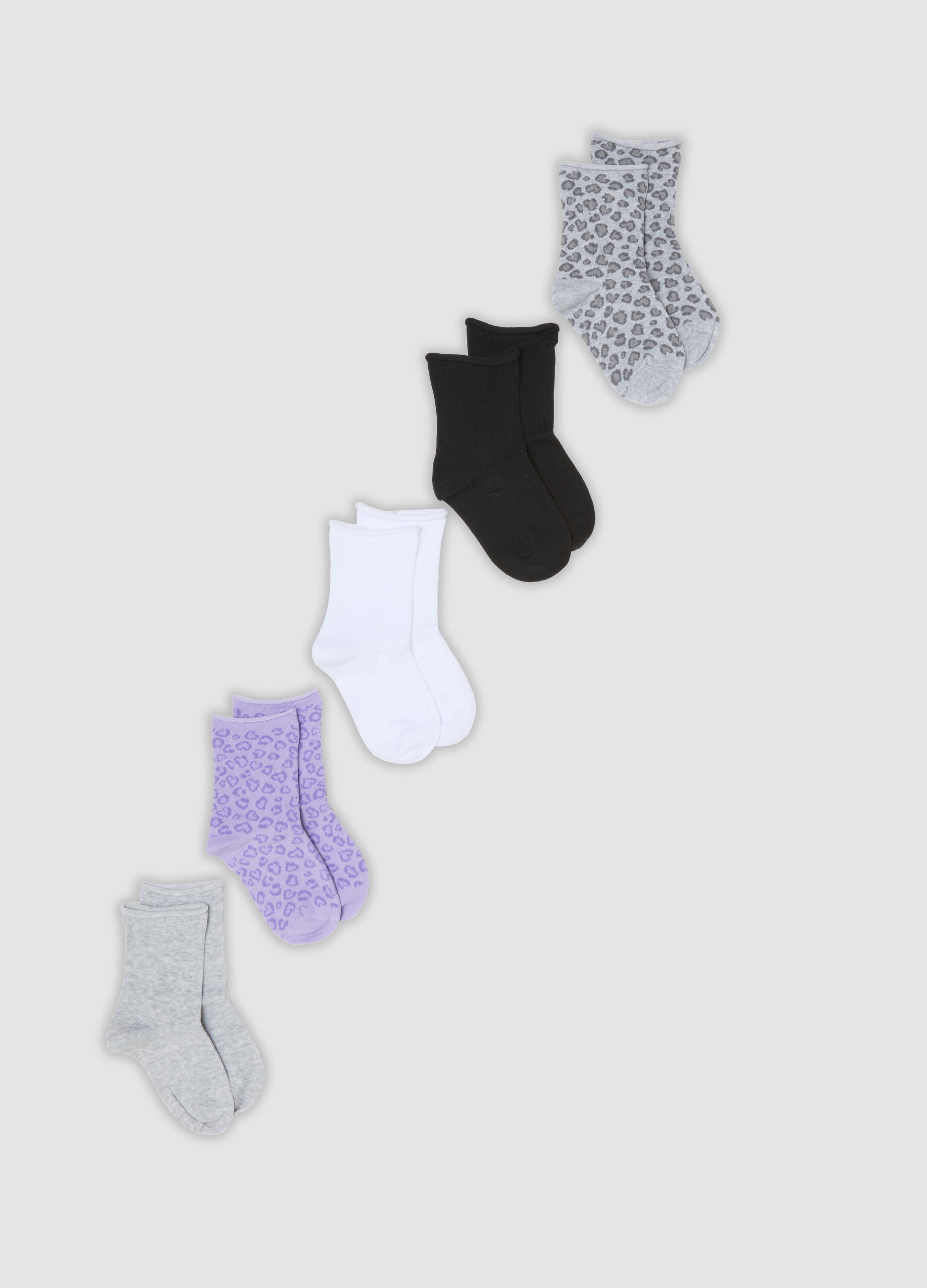 OVS KIDS, Multipack Di Cinque Calze Midi Multicolor In Cotone Organico Elasticizzato, Bambina, Multicolor, Taglia: 28/30