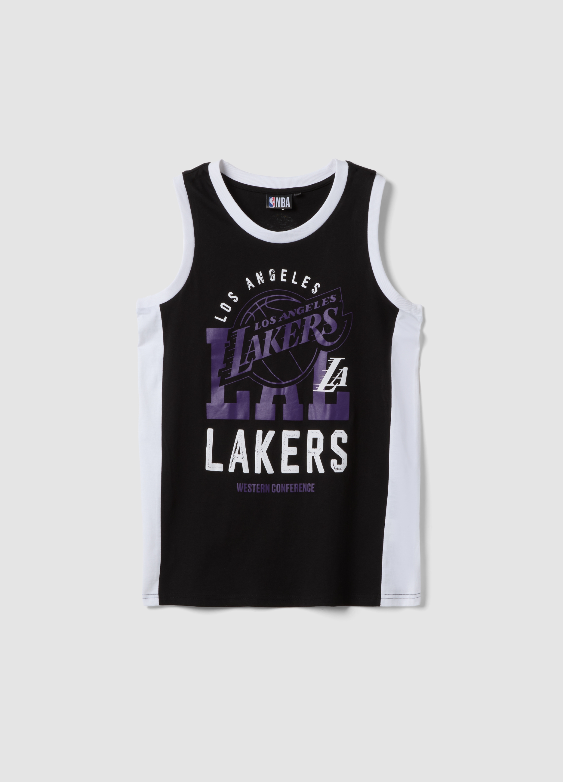 NBA, Camiseta De Tirantes Negra De Algodón Puro, Niño, Negro/Azul Claro, Talla: 10-11