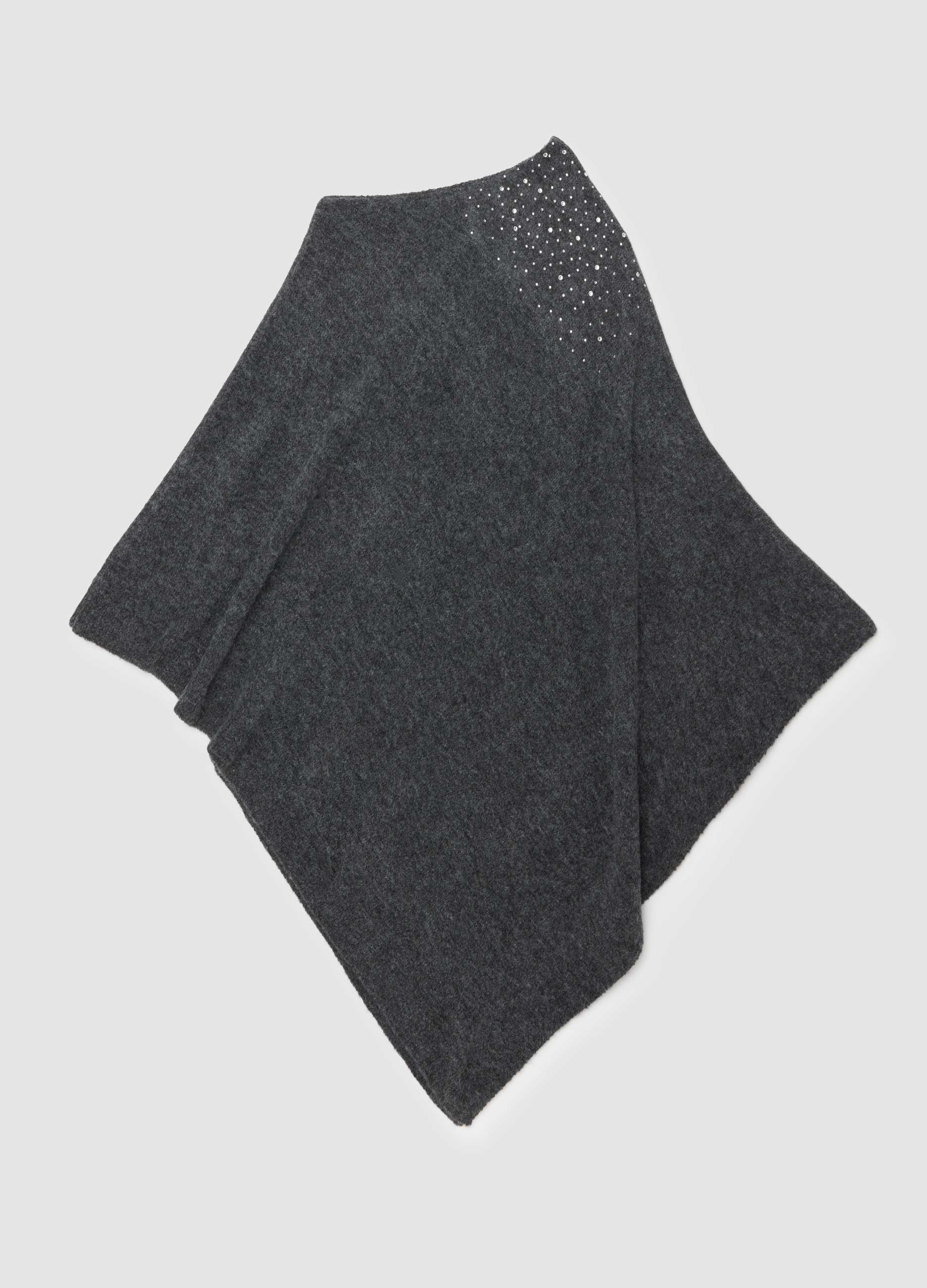 OVS, Poncho Con Strass, Donna, Grigio, Taglia: ONE SIZE