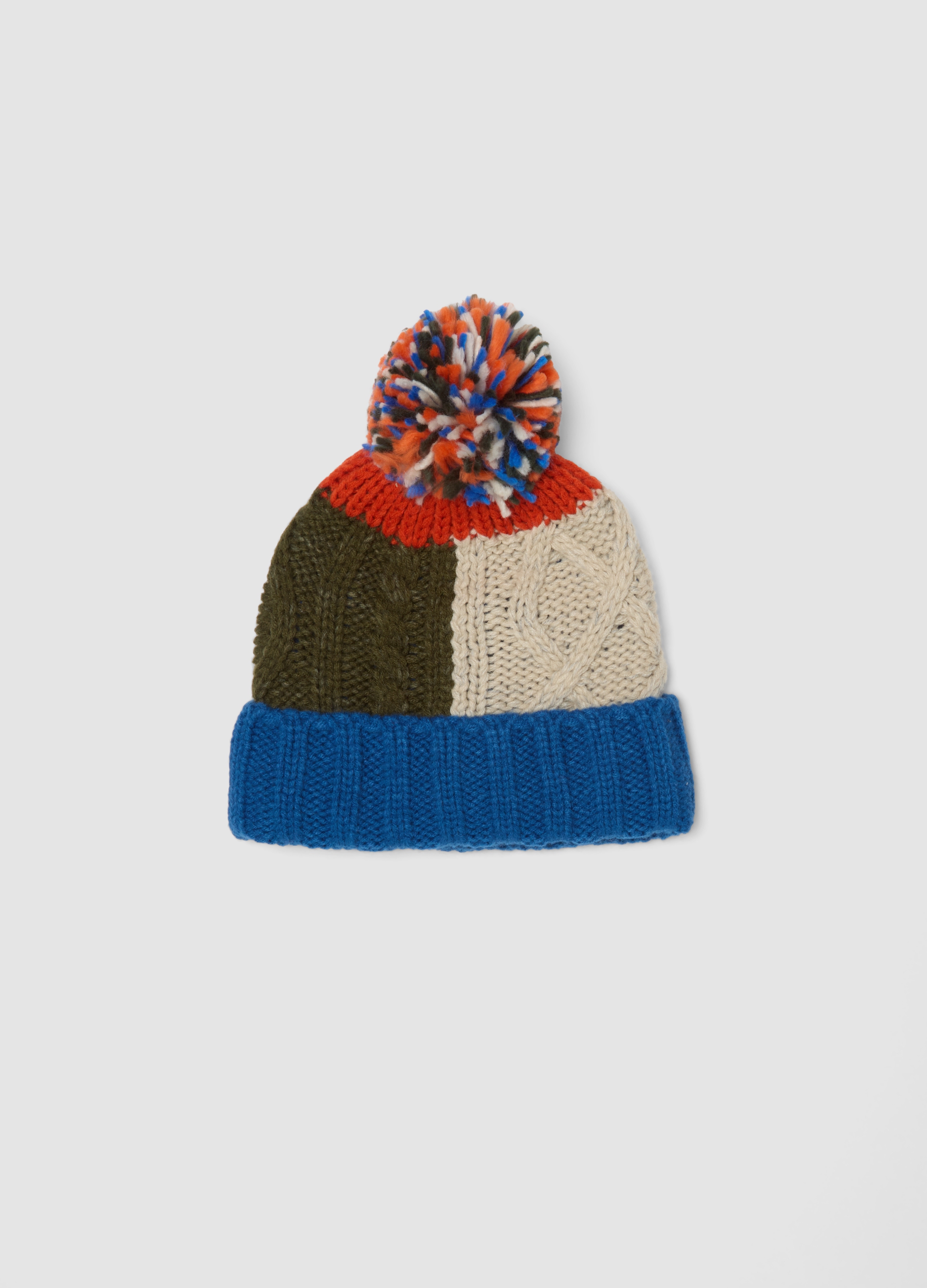 PIOMBO KIDS, Cappello Multicolor In Maglia Con Pon Pon, Bambino, Multicolor, Taglia: 52