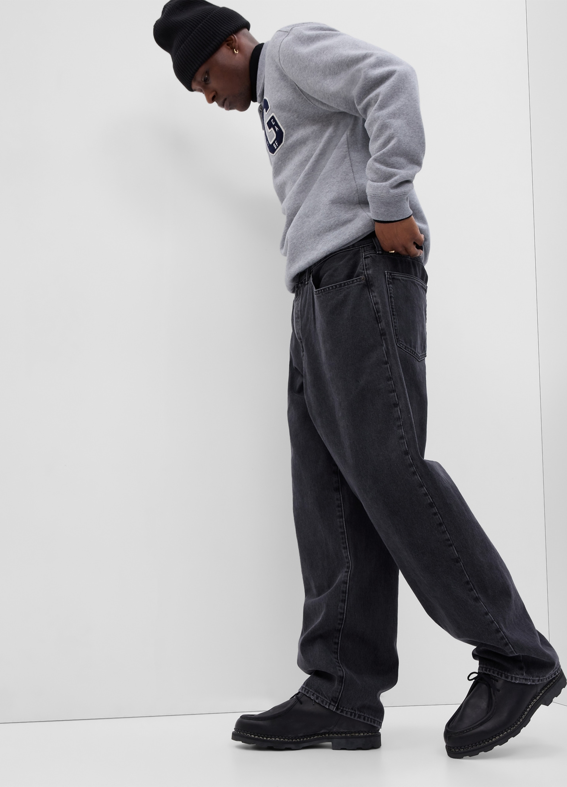 GAP, Jeans Baggy Fit A Vita Media, Uomo, Nero, Taglia: 30 x 30