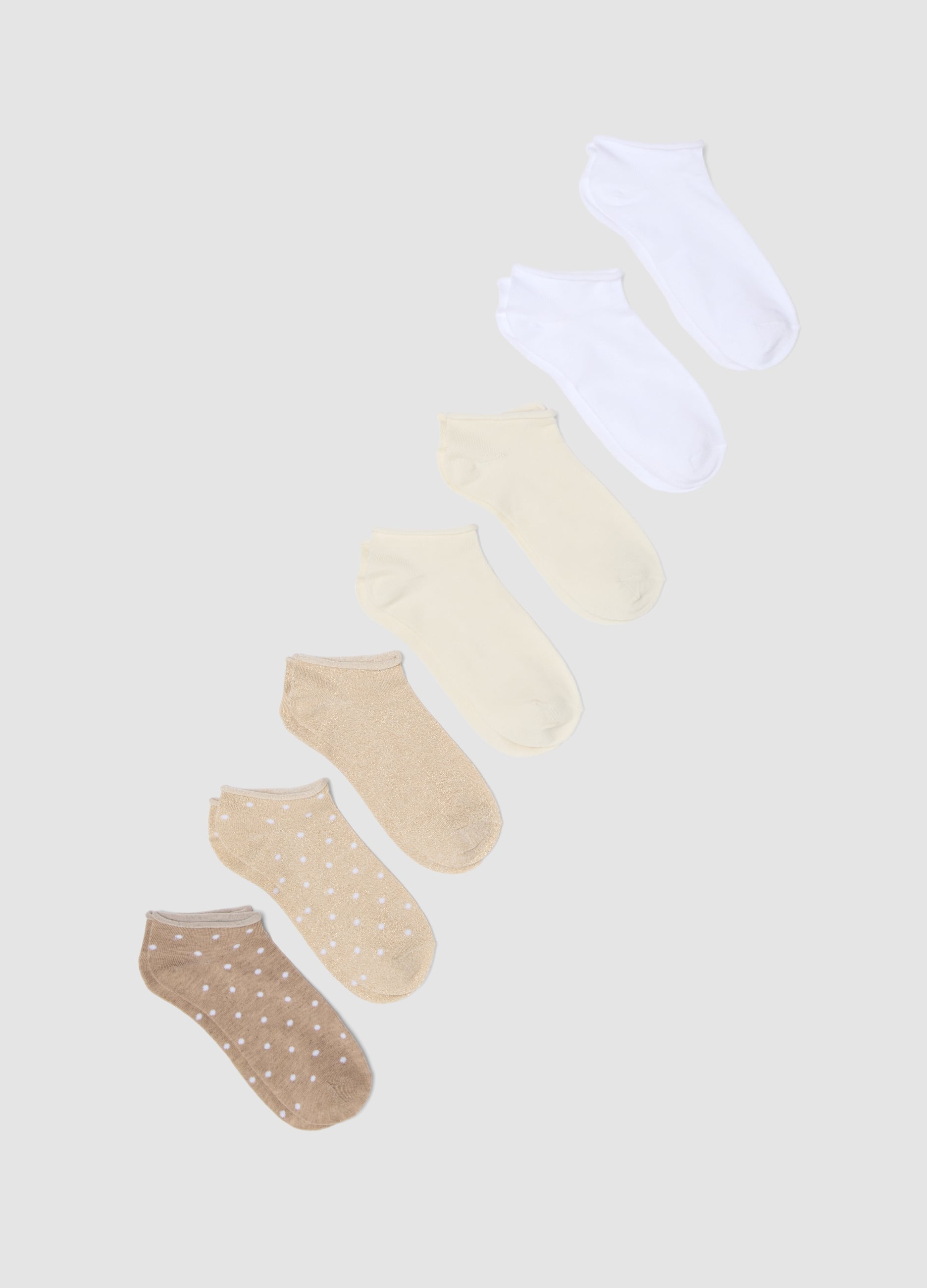 Ovs, Multipack Mit Sieben Weißen Unsichtbaren Socken Aus Stretchmaterial, Frau, Beige, Größe, 39-41
