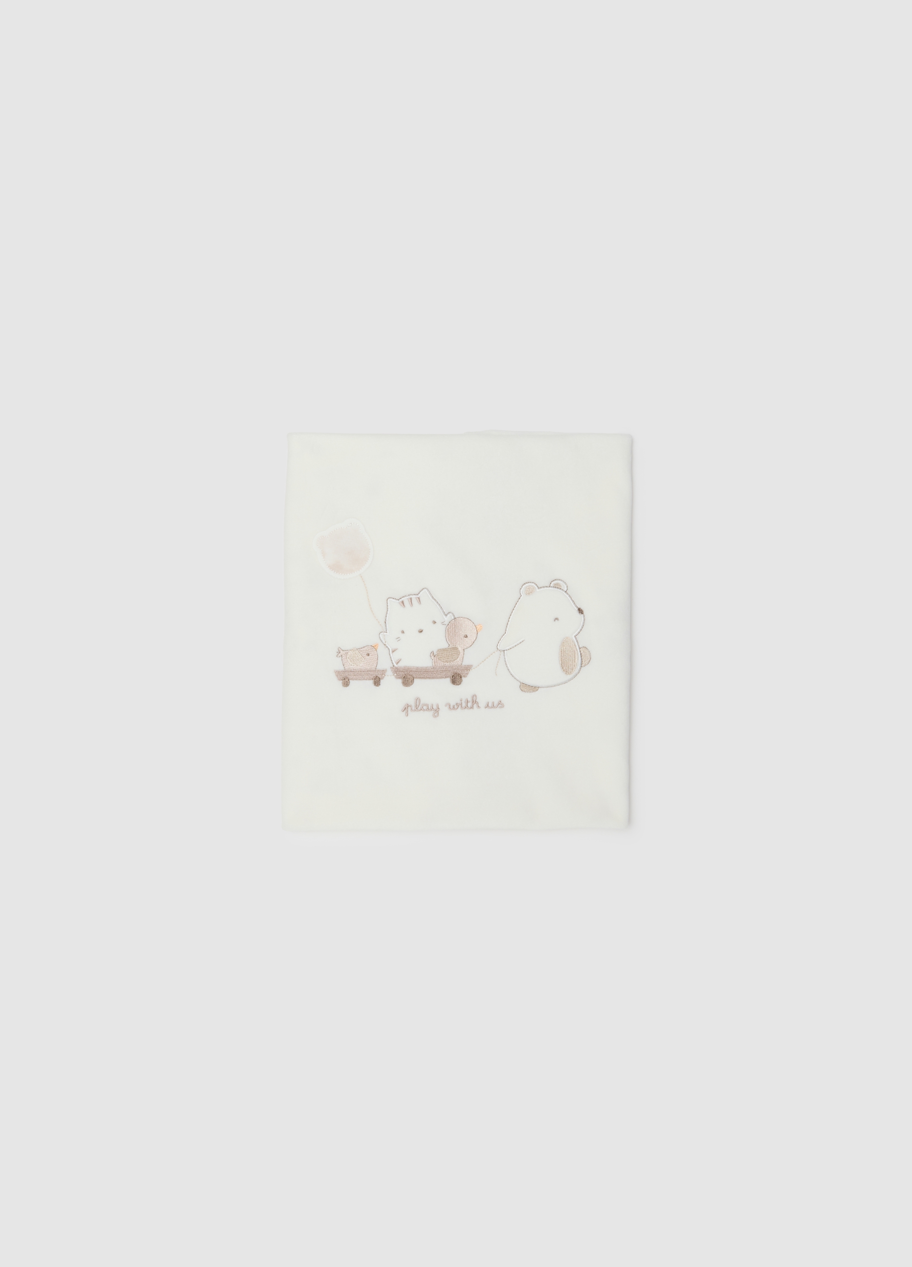 FAGOTTINO, Copertina Bianca Da Neonato In Misto Cotone Con Decori, Unisex, Bianco, Taglia: ONE SIZE