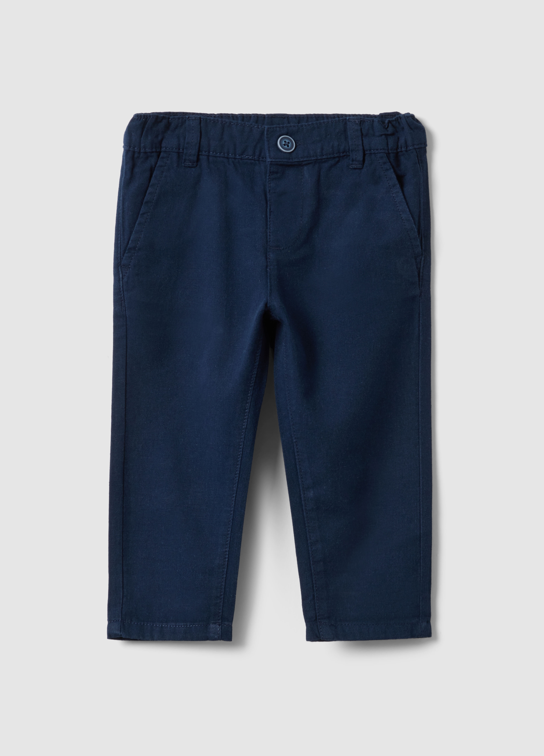 FAGOTTINO, Pantalones Chinos Azules Regular Fit De Mezcla De Algodón Y Lino Para Niños, Niño, Azul oscuro, Talla: 12-18