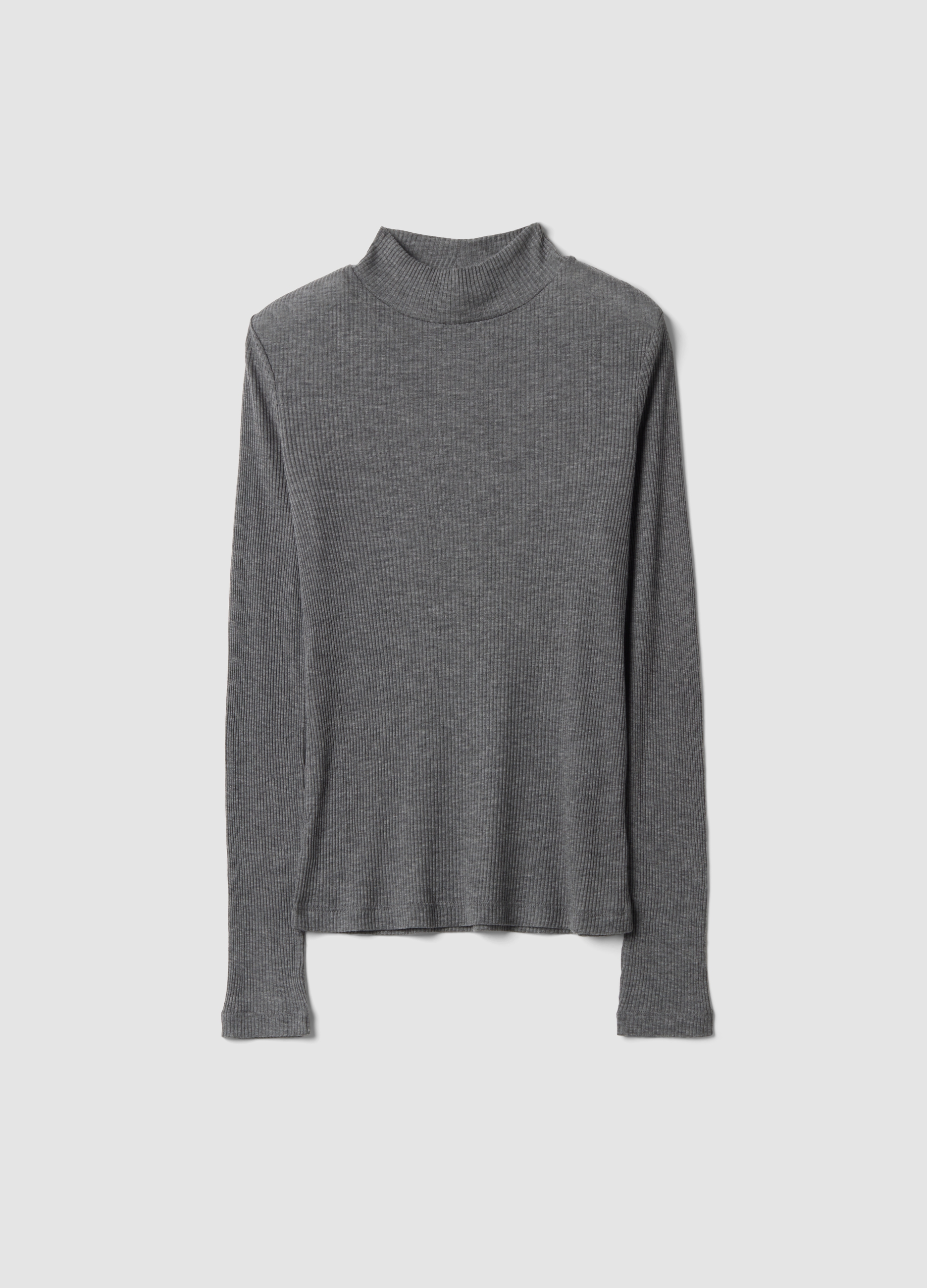 OVS, T-shirt Grigia In Misto Lyocell E Lana A Costine Regular Fit, Donna, Grigio, Taglia: XXL