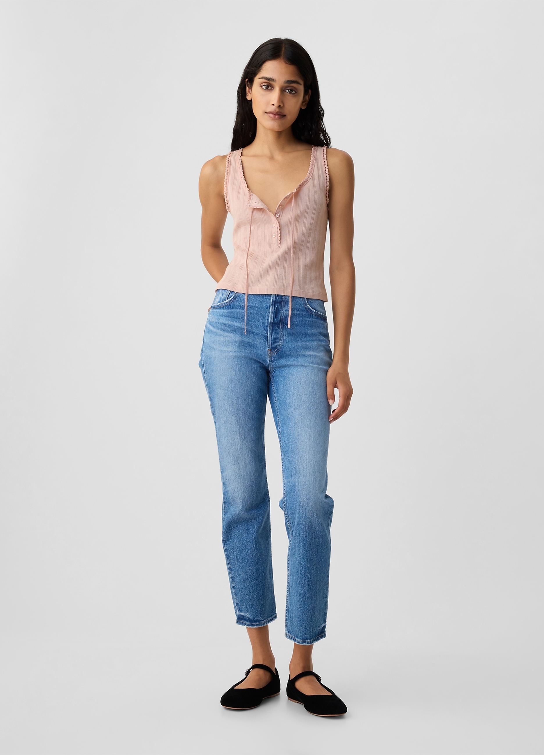 GAP, Gap X Dôen Tank Top Pointelle, Donna, Rosa, Taglia: XS