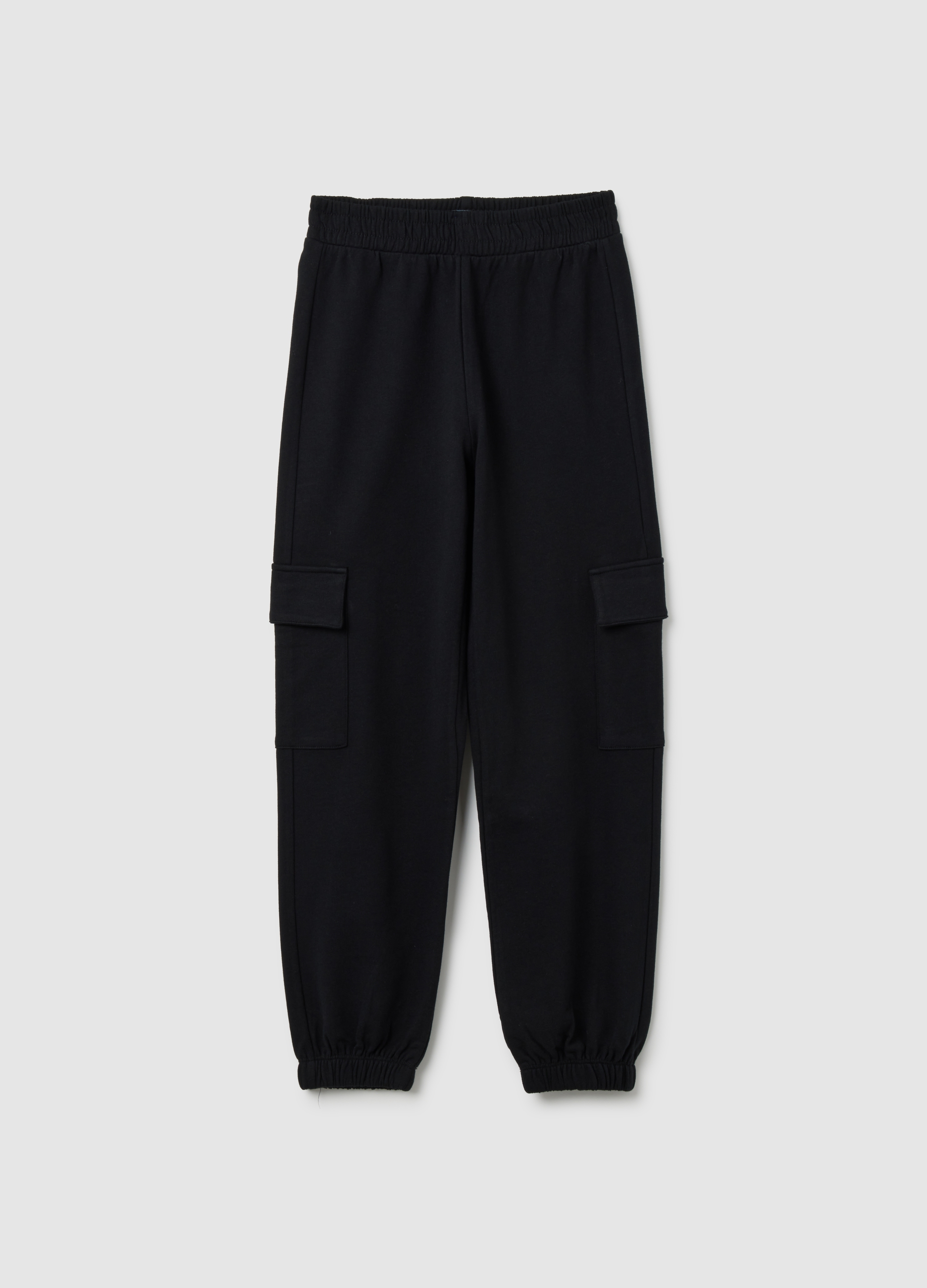 Pantaloni Jogger Da Ragazza In Puro Cotone Nero Regular Fit, Niña, Gunmetal, Talla: 13-14