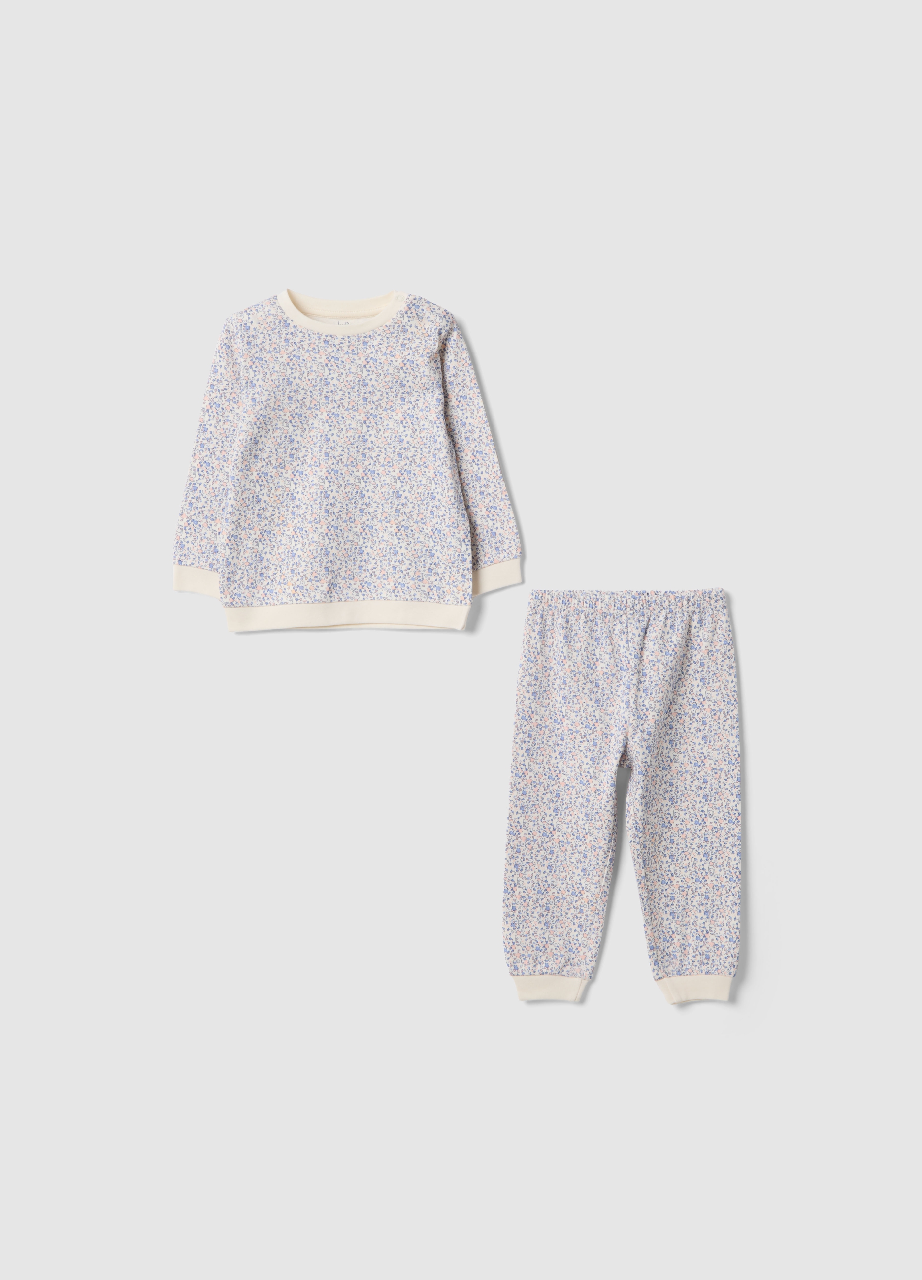 FAGOTTINO, Pigiama In Puro Cotone Multicolor Da Neonato Con Design Floreale, Niña, White/Pink/Blue, Talla: 18-24