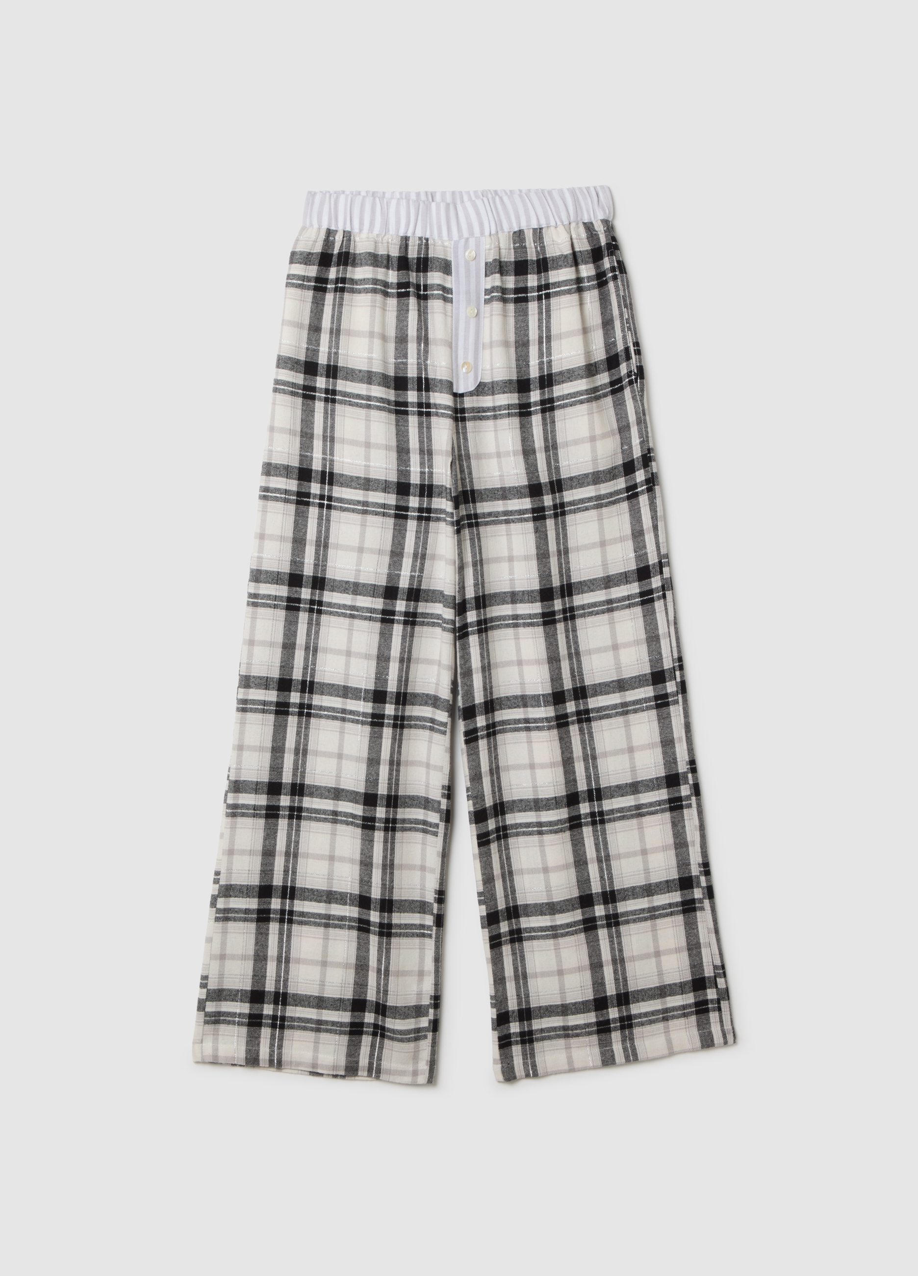 Pantaloni Da Pigiama Grigi In Flanella A Quadri, Mujer, Gris, Talla: XL