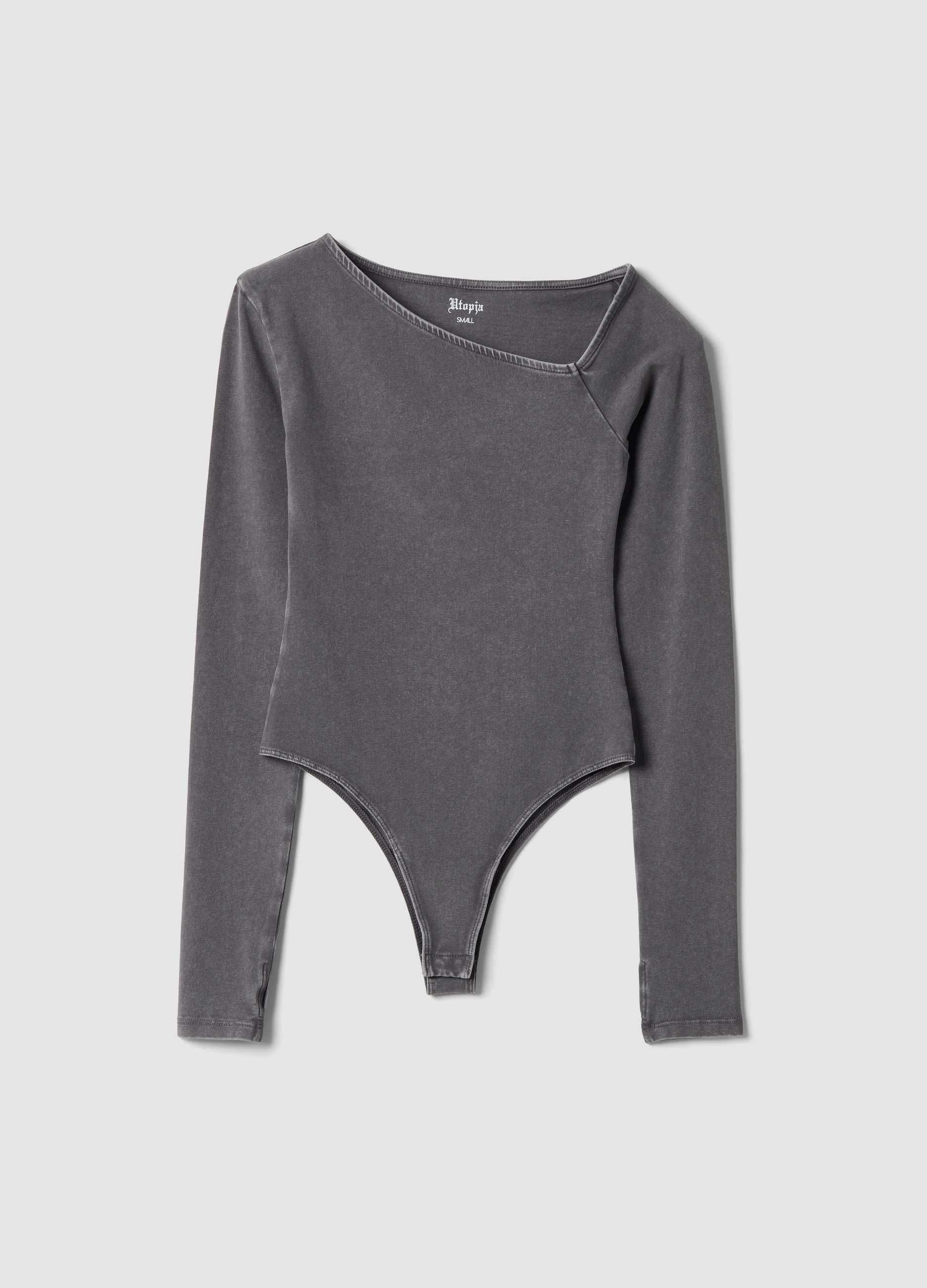 UTOPJA, Asymmetrical Bodysuit Washed Grey, Donna, Grigio, Taglia: XS