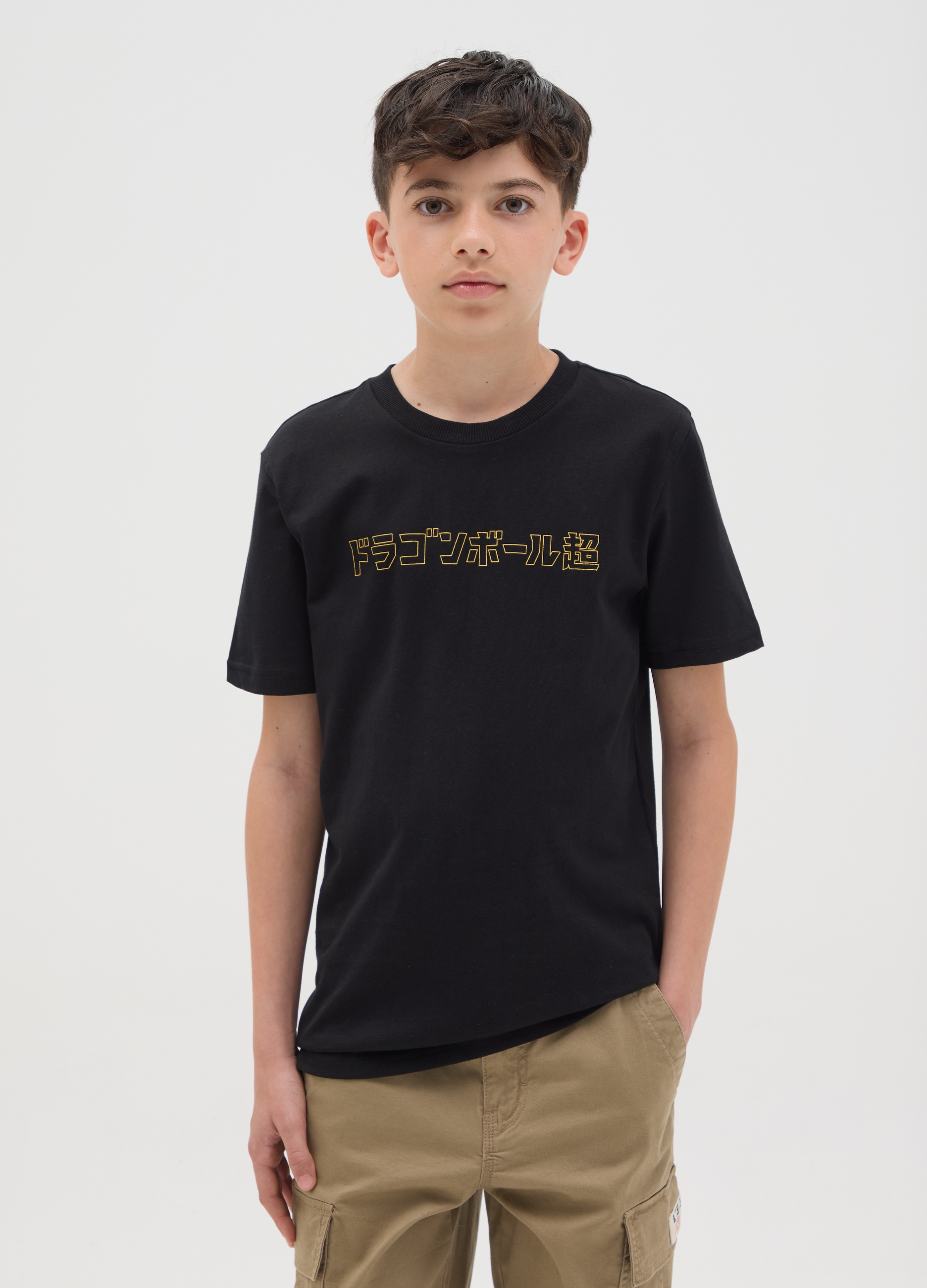 OVS, T-shirt Per Ragazzo In Puro Cotone Nero Over Fit Con Dragone Dorato, Bambino, Nero, Taglia: 10-11