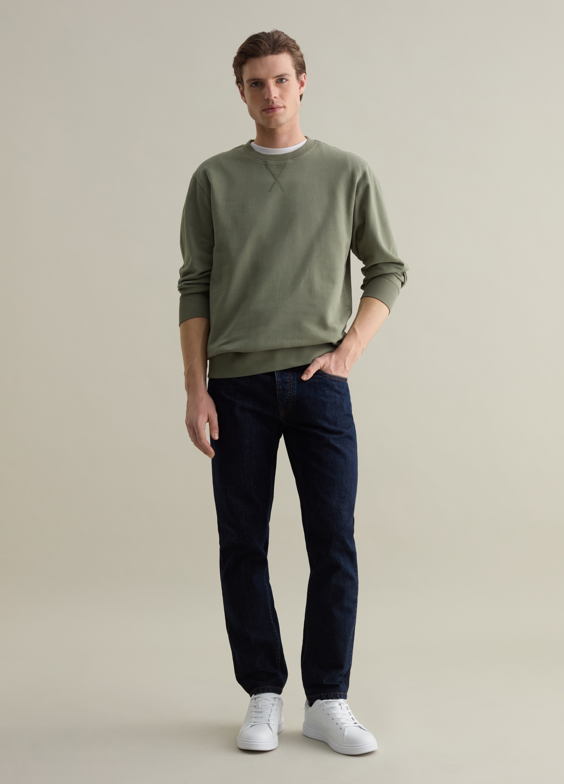 PIOMBO, Felpa Scollo Rotondo Con Dettaglio Cucito, Uomo, Verde, Taglia: S