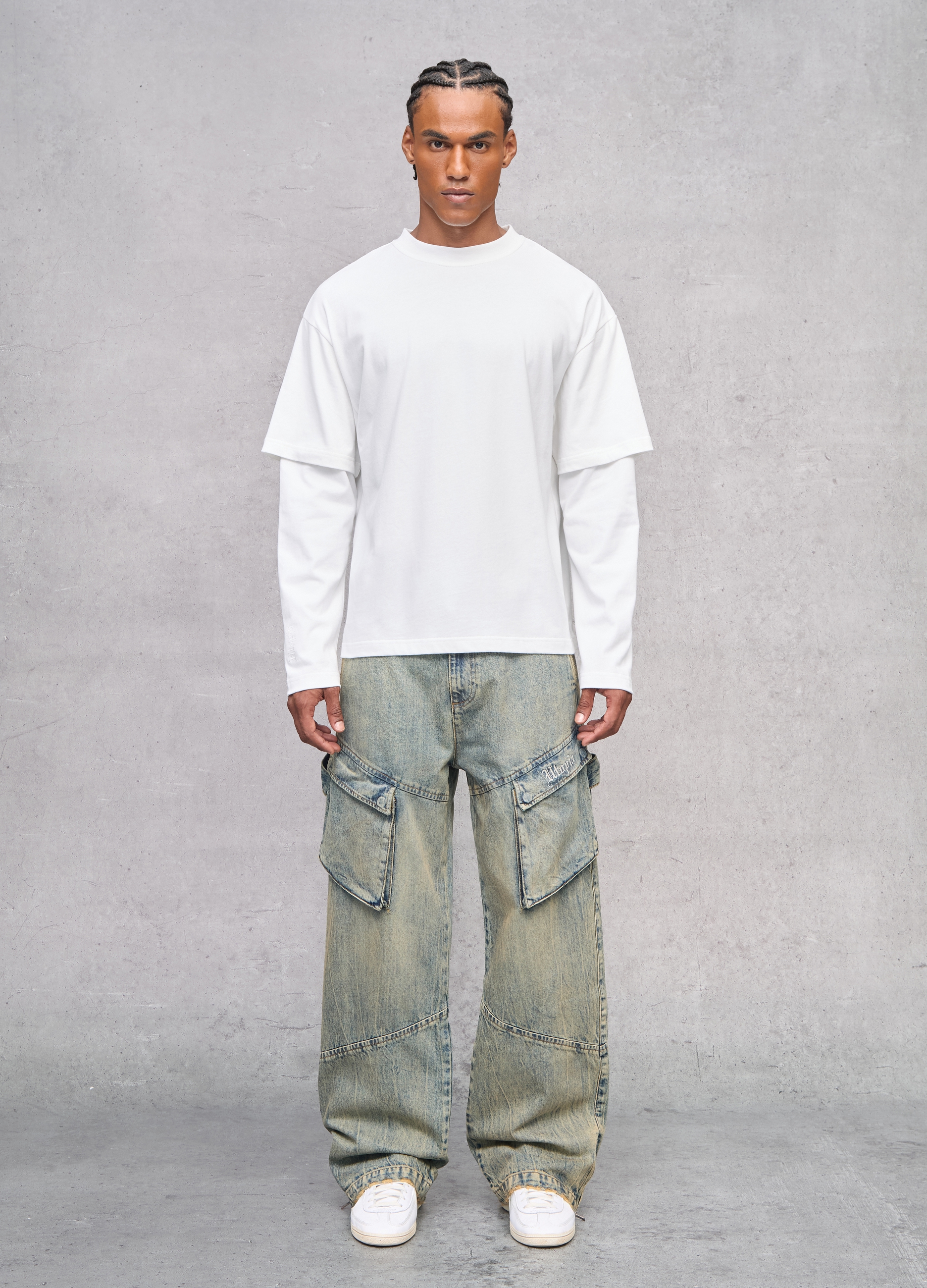 Cargo Denim Washed Light Blue & Tea, Hombre, Lavado claro, Talla: XS