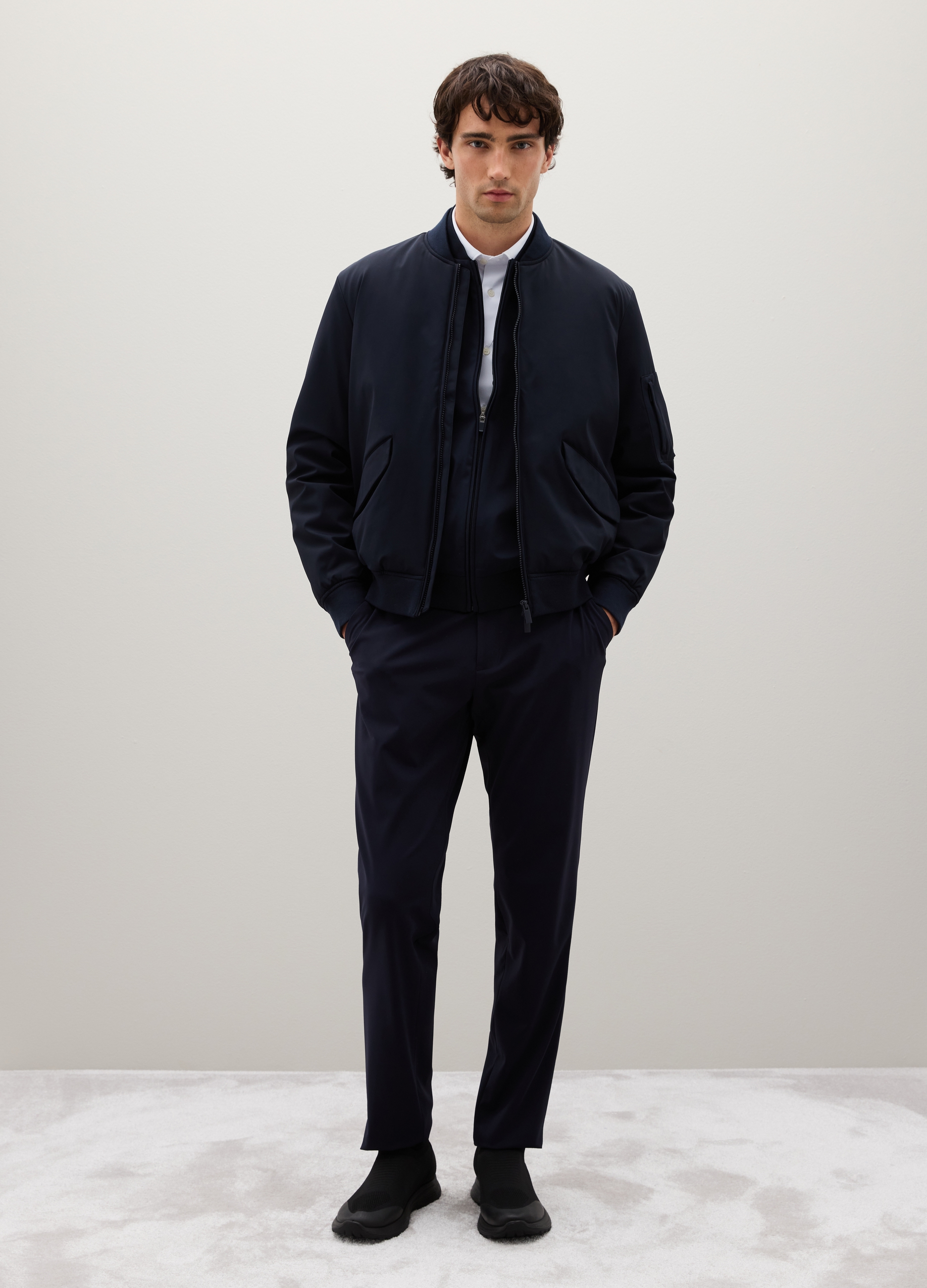 OVS, Bomber Azul Elástico Con Cierre De Cremallera, Hombre, Azul oscuro, Talla: 36