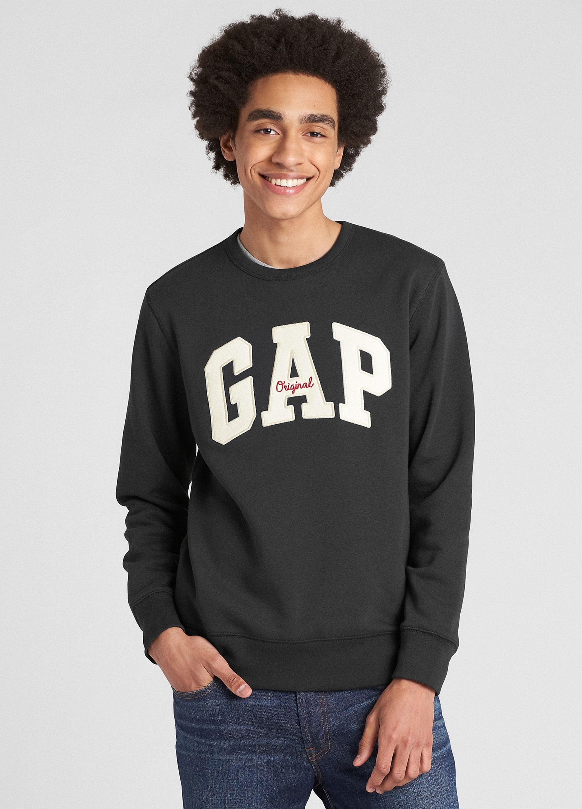 GAP, Felpa Girocollo Con Logo Gap, Uomo, Nero, Taglia: S
