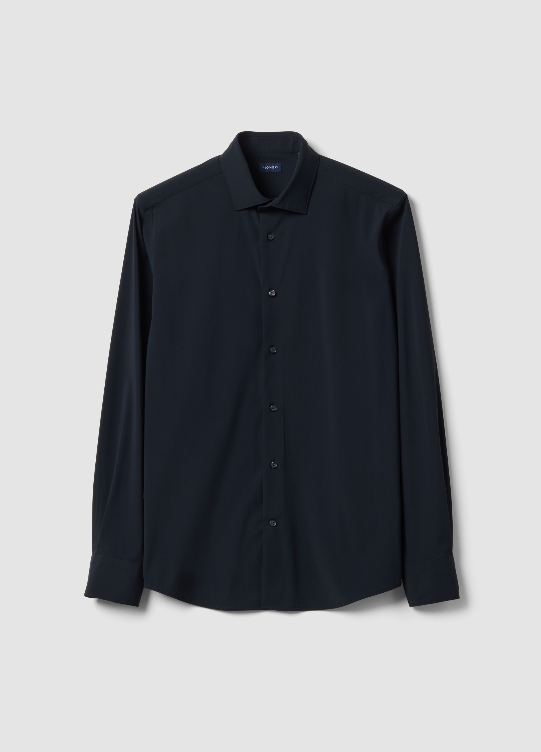 Piombo Tech, Camicia Nera In Tessuto Elasticizzato Traspirante E 4 Way Stretch Slim Fit, Uomo, Nero, Taglia: M