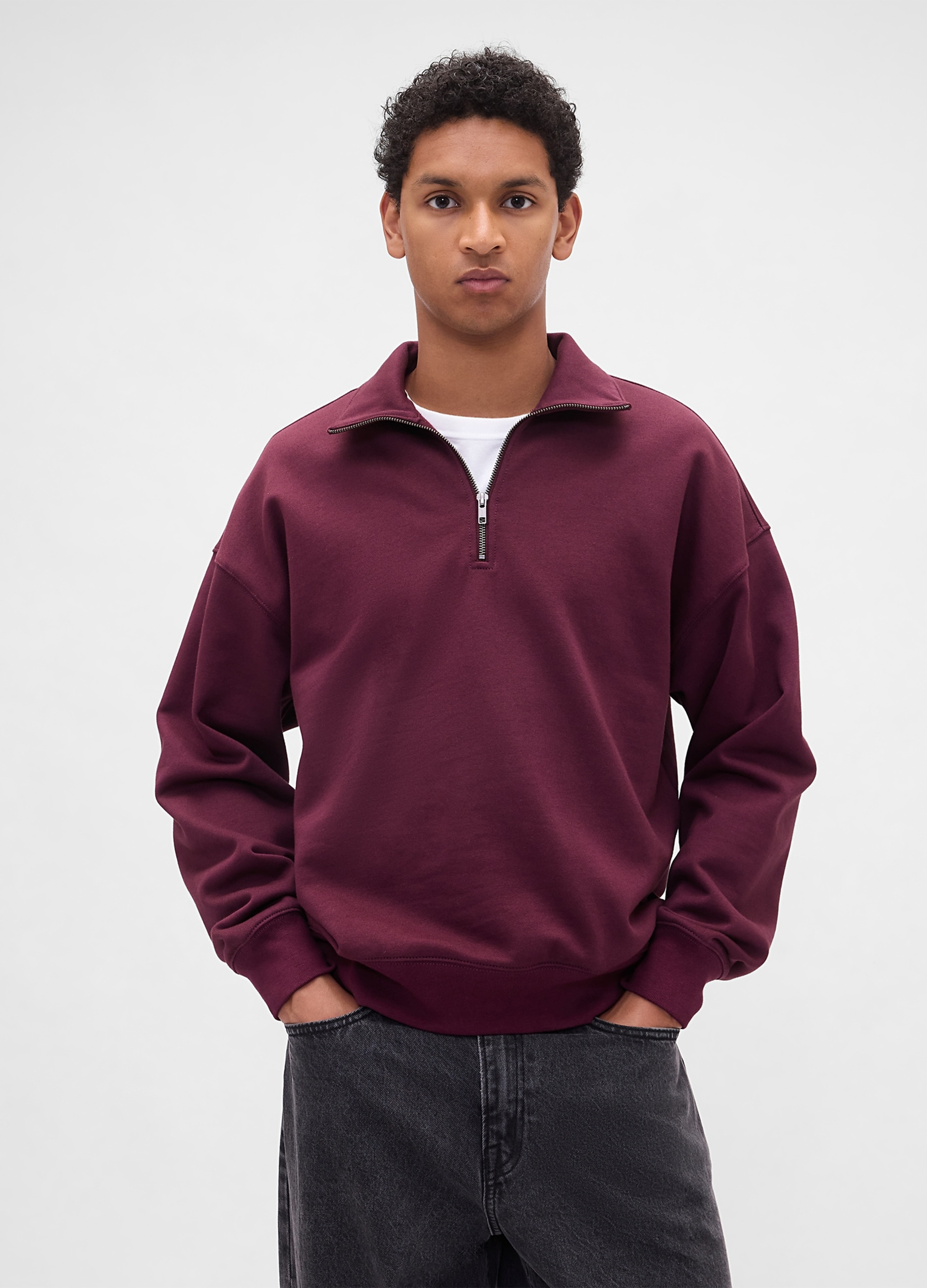 GAP, Felpa Con Mezza Zip, Uomo, Rosso, Taglia: XS