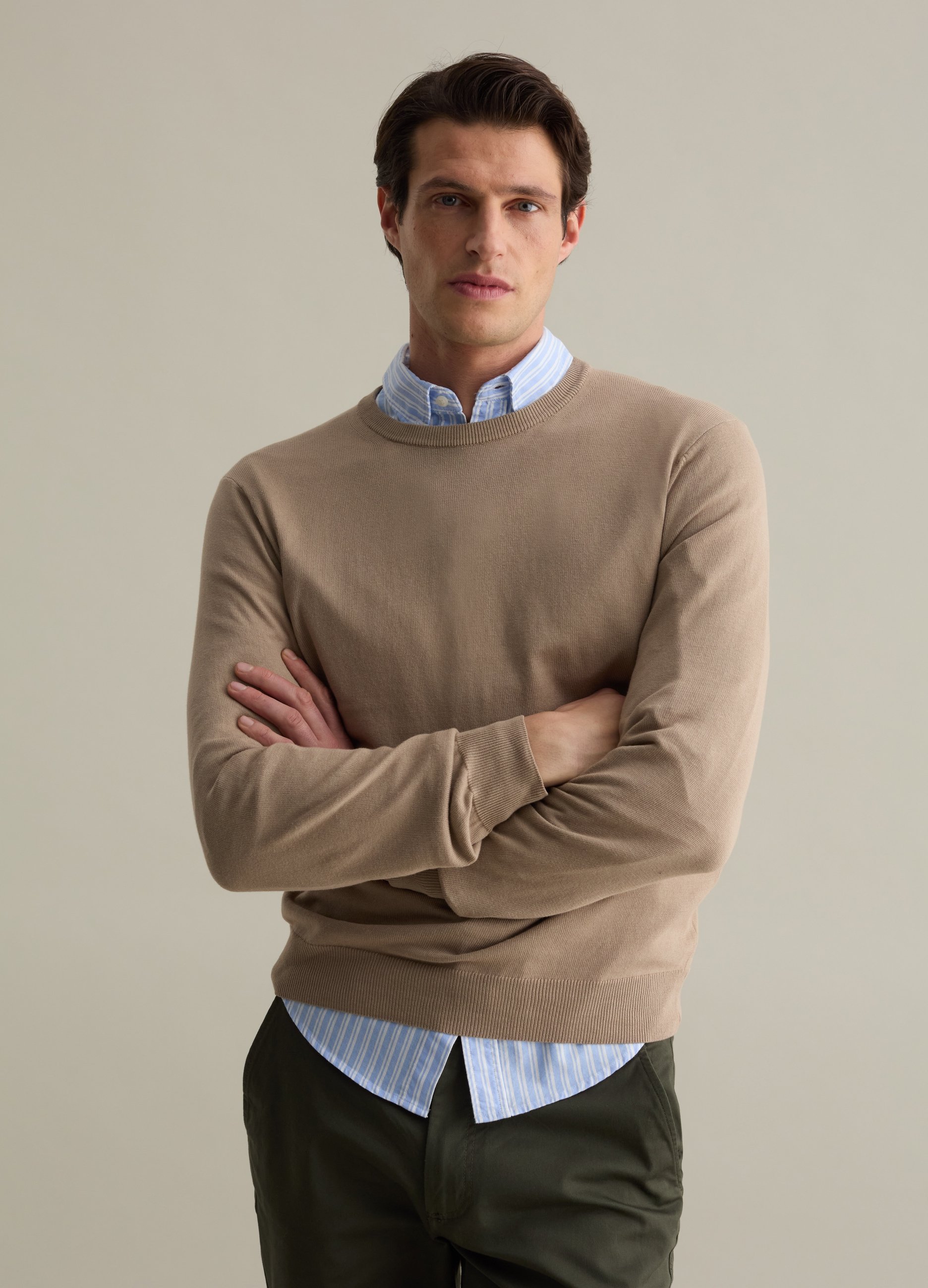 PIOMBO, Pullover Girocollo Tinta Unita, Uomo, Grigio, Taglia: XXXL