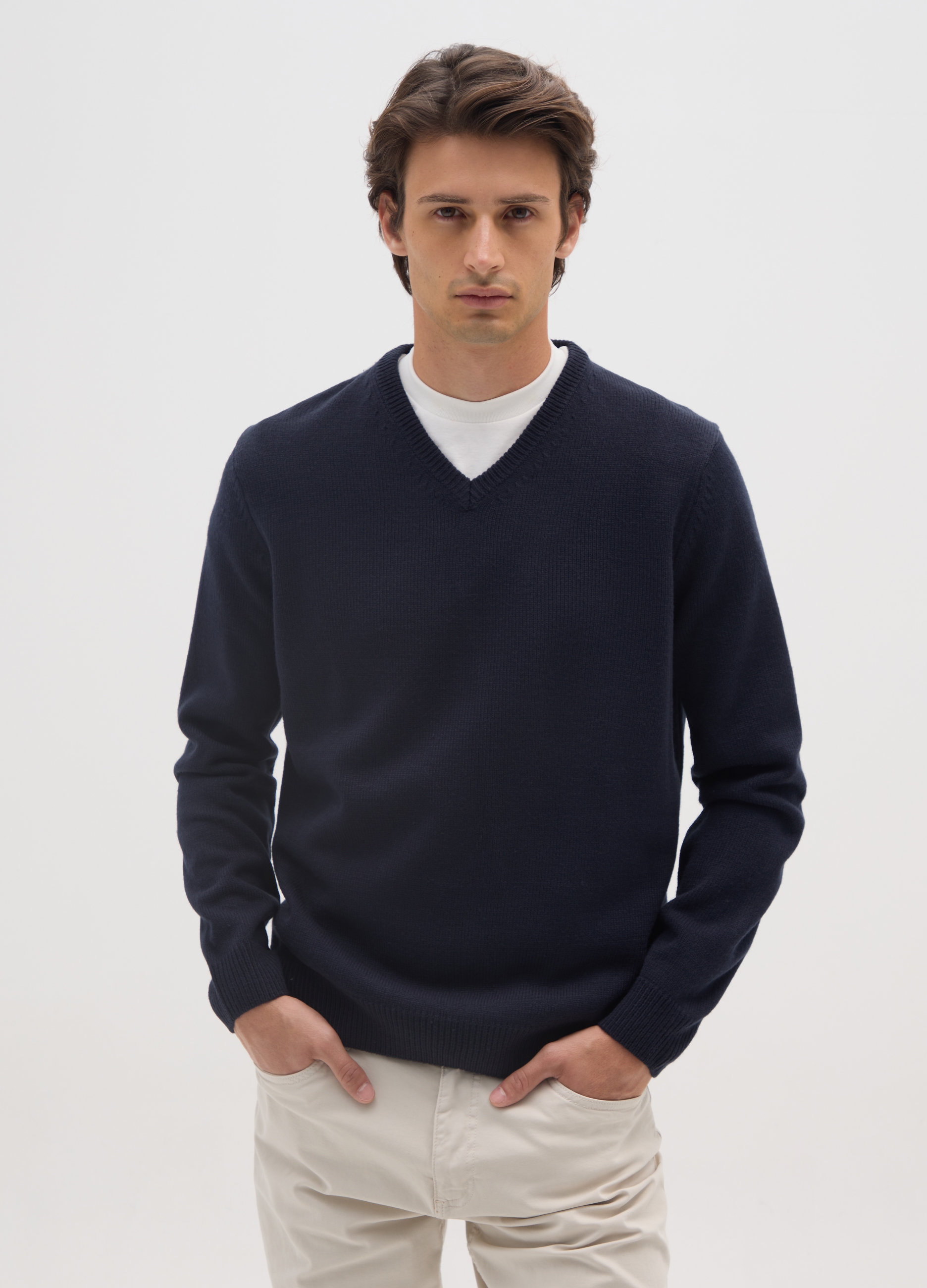 OVS, Maglione Blu Con Scollo A V, Uomo, Blu, Taglia: S