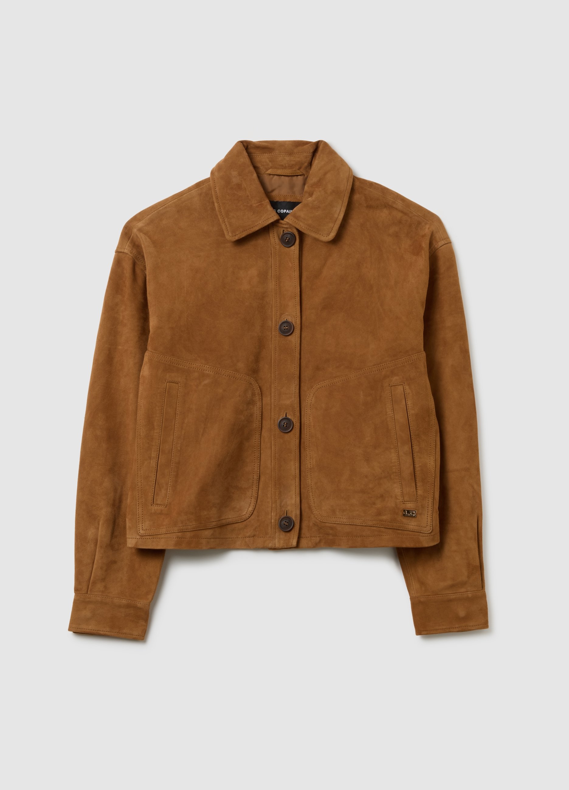 OVS, Chaqueta De Cuero Auténtico Con Botones Y Amplios Bolsillos, Mujer, Marrón, Talla: M