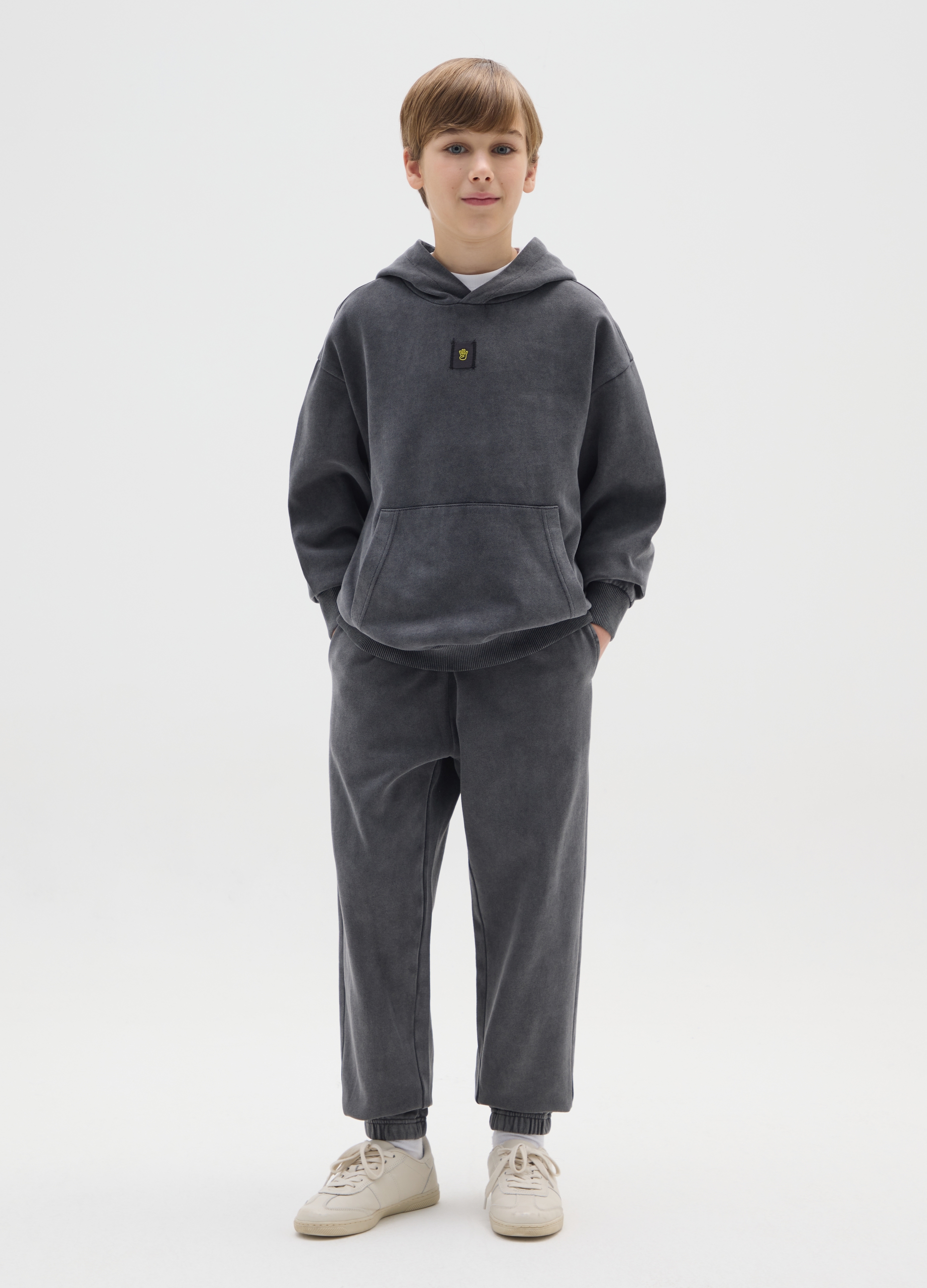 OVS KIDS, Pantaloni Jogger Grigi Da Ragazzo In Misto Cotone Vestibilità Over, Bambino, Grigio, Taglia: 11-12