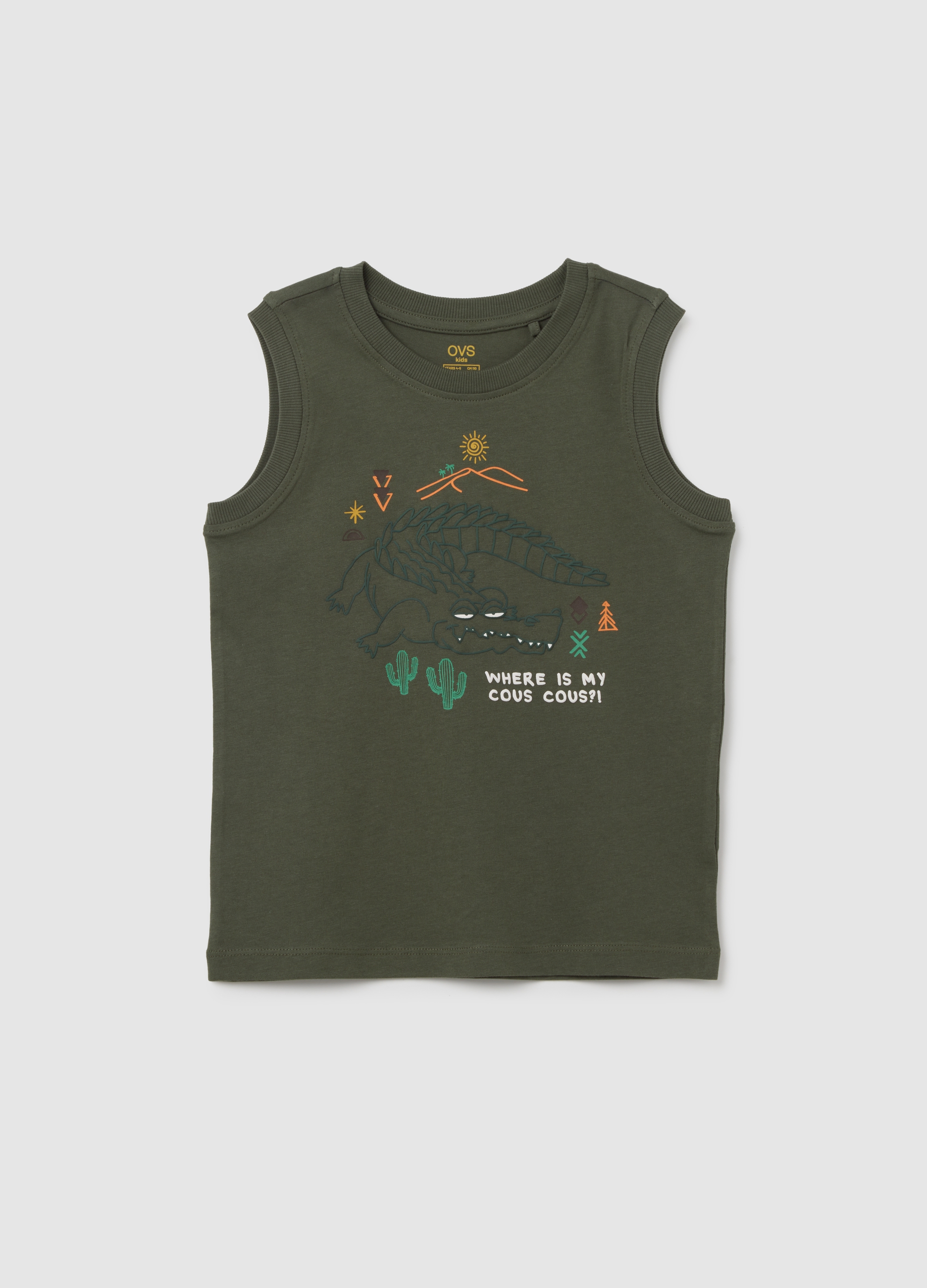 OVS, Canotta Da Bambino In Puro Cotone Verde Regular Fit, Verde, Taglia: 8-9