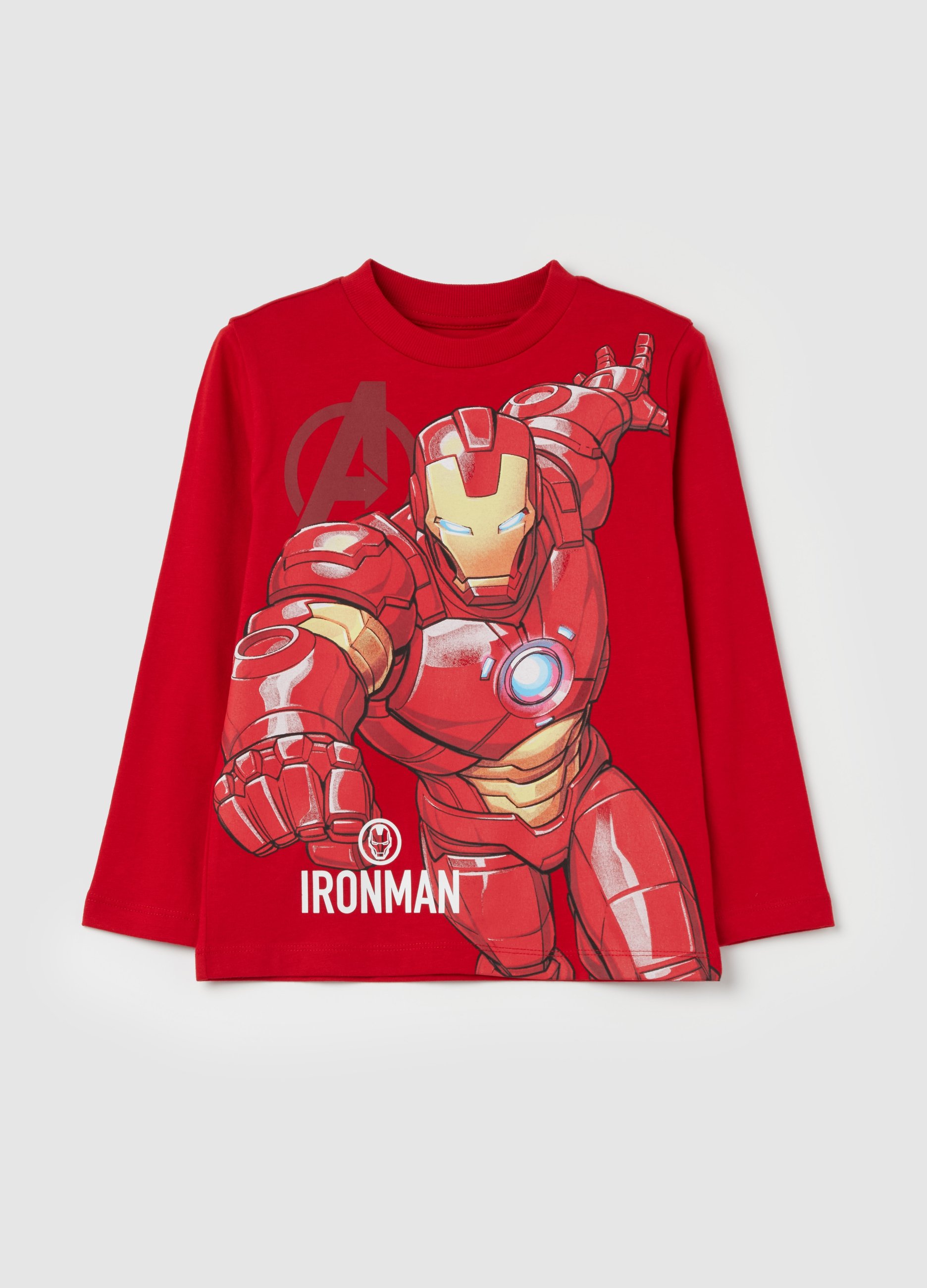 OVS KIDS, Camiseta Manga Larga Estampado Iron Man, Niño, Rojo, Talla: 3-4