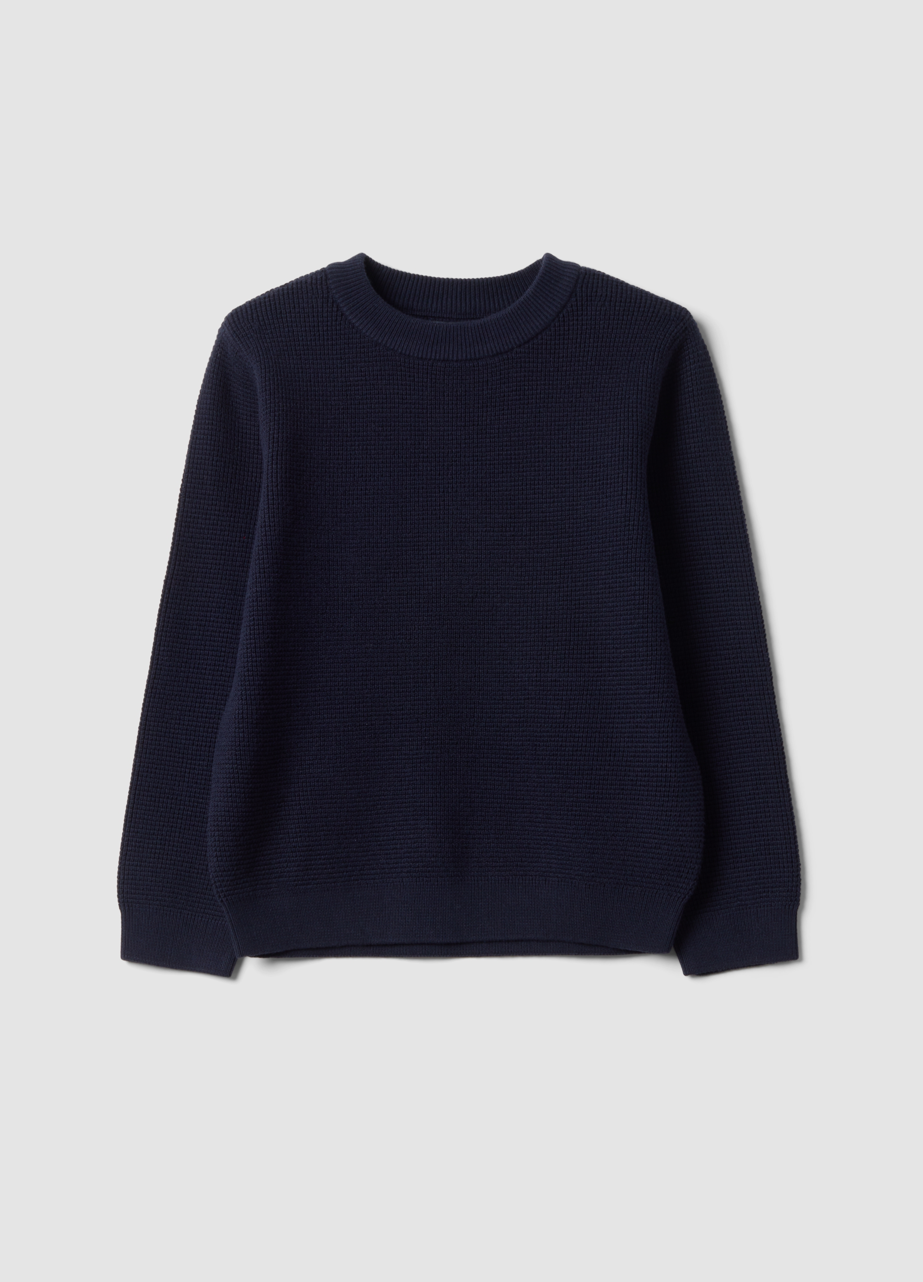 OVS KIDS, Maglia Blu In Misto Cotone Girocollo Lavorata A Maglia, Bambino, Blu, Taglia: 4-5