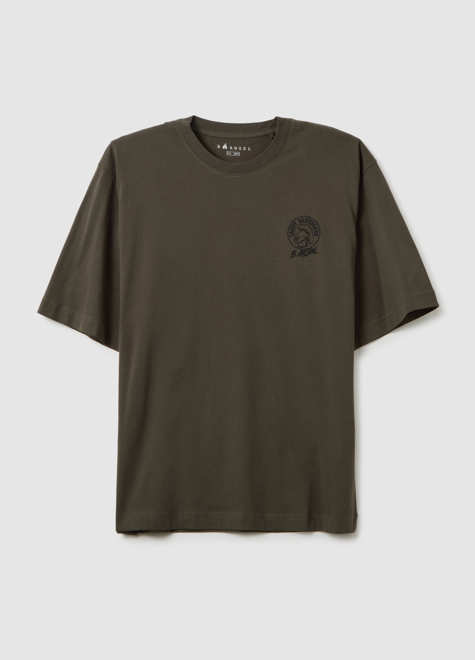 Camiseta Verde De Puro Algodón Con Ajuste Regular, Hombre, Verde oscuro, Talla: M